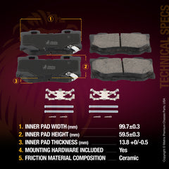 Metrix Premium Rear Ceramic Disc Brake Pad Set 93970MC OEM fit spare parts