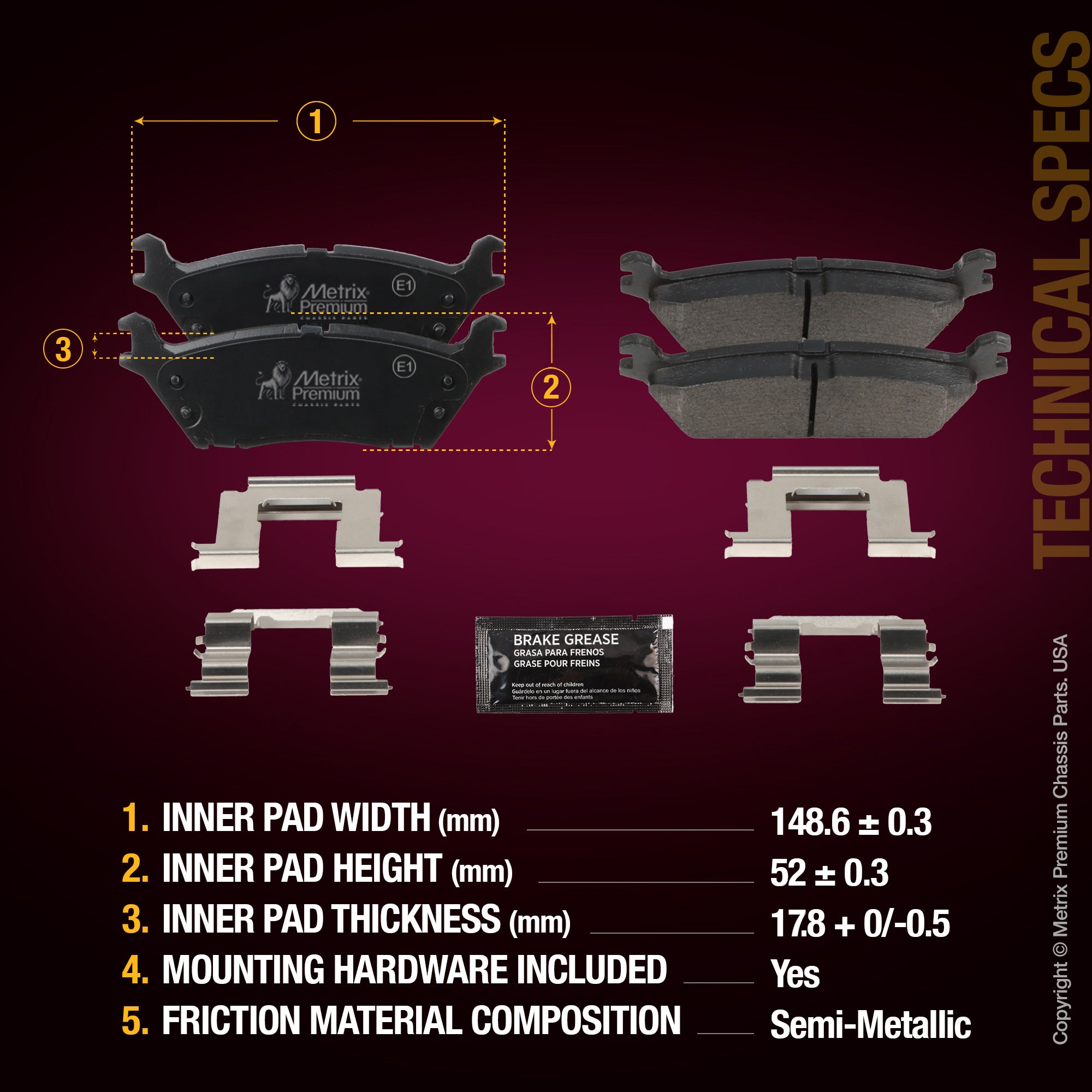 Metrix Premium Rear Disc Brake Pad Set 93973MS aftermarket car parts
