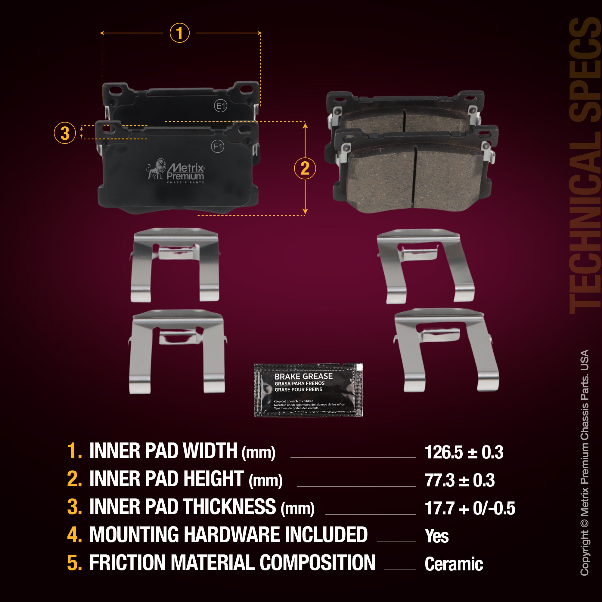 Metrix Premium Front Disc Brake Pad Set 93974MC aftermarket car parts