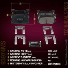 Metrix Premium Chassis Parts Front Disc Brake Pad Set 93974MS aftermarket car parts