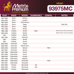 Metrix Premium Front Disc Brake Pad Set 93975MC OEM fit spare parts