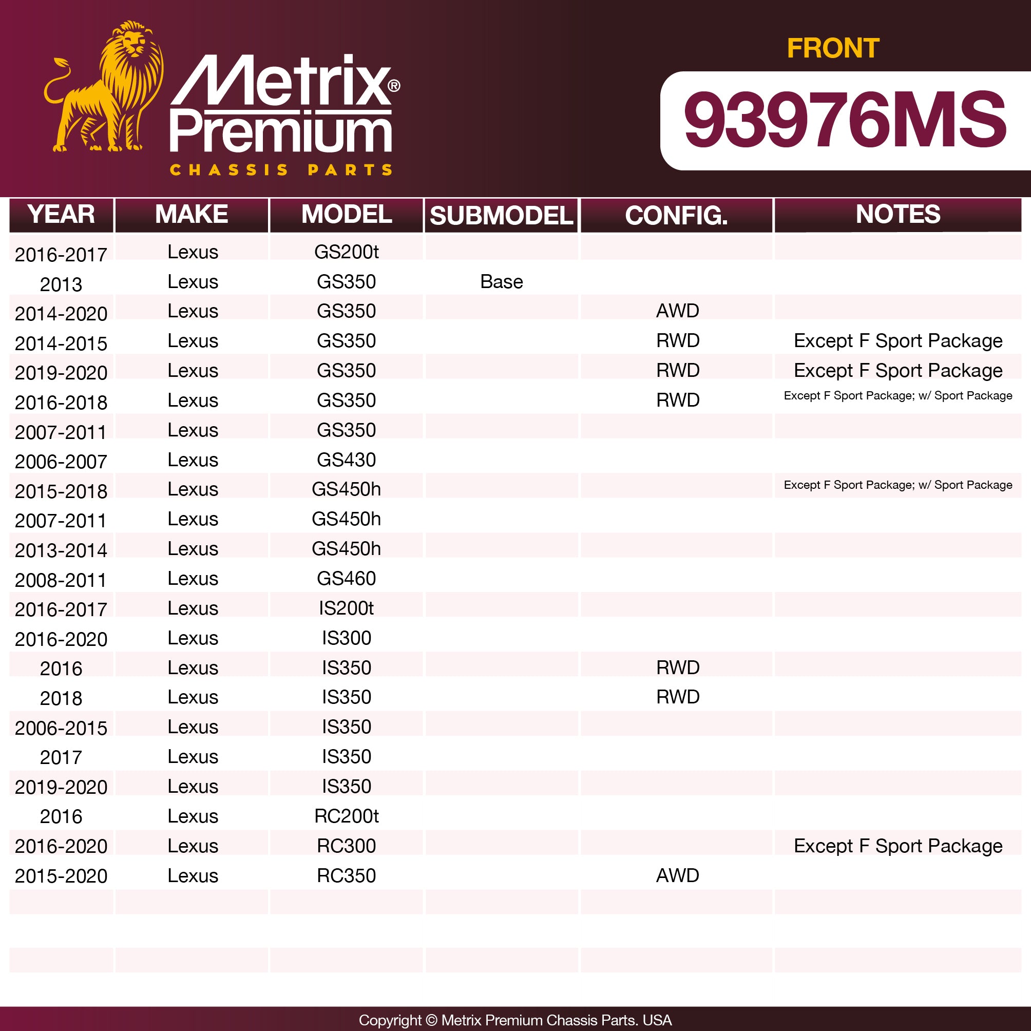 Metrix Premium Chassis Parts  suspension steering brake parts