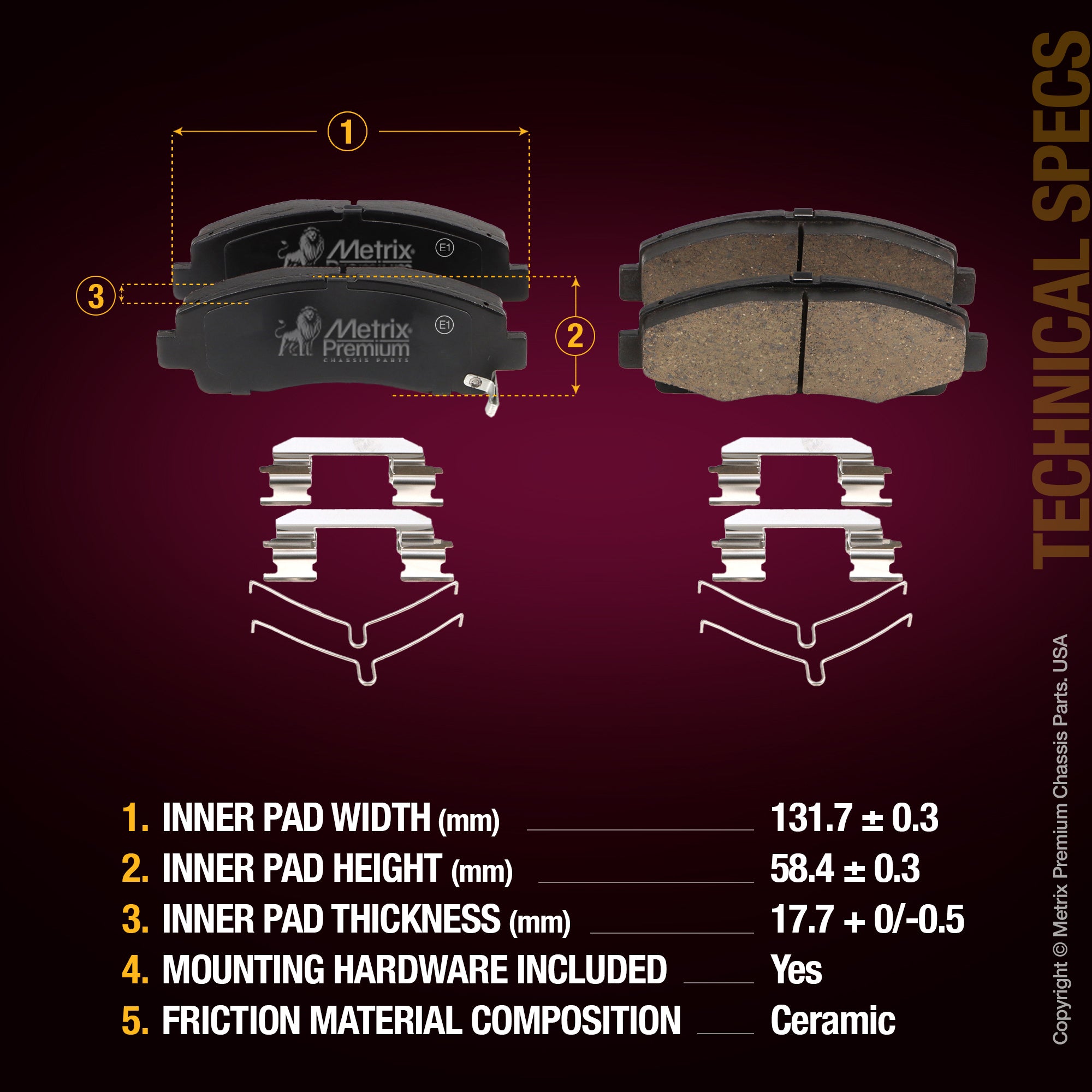 Metrix Premium Front & Rear Brake Pad Kit 95800MT aftermarket car parts