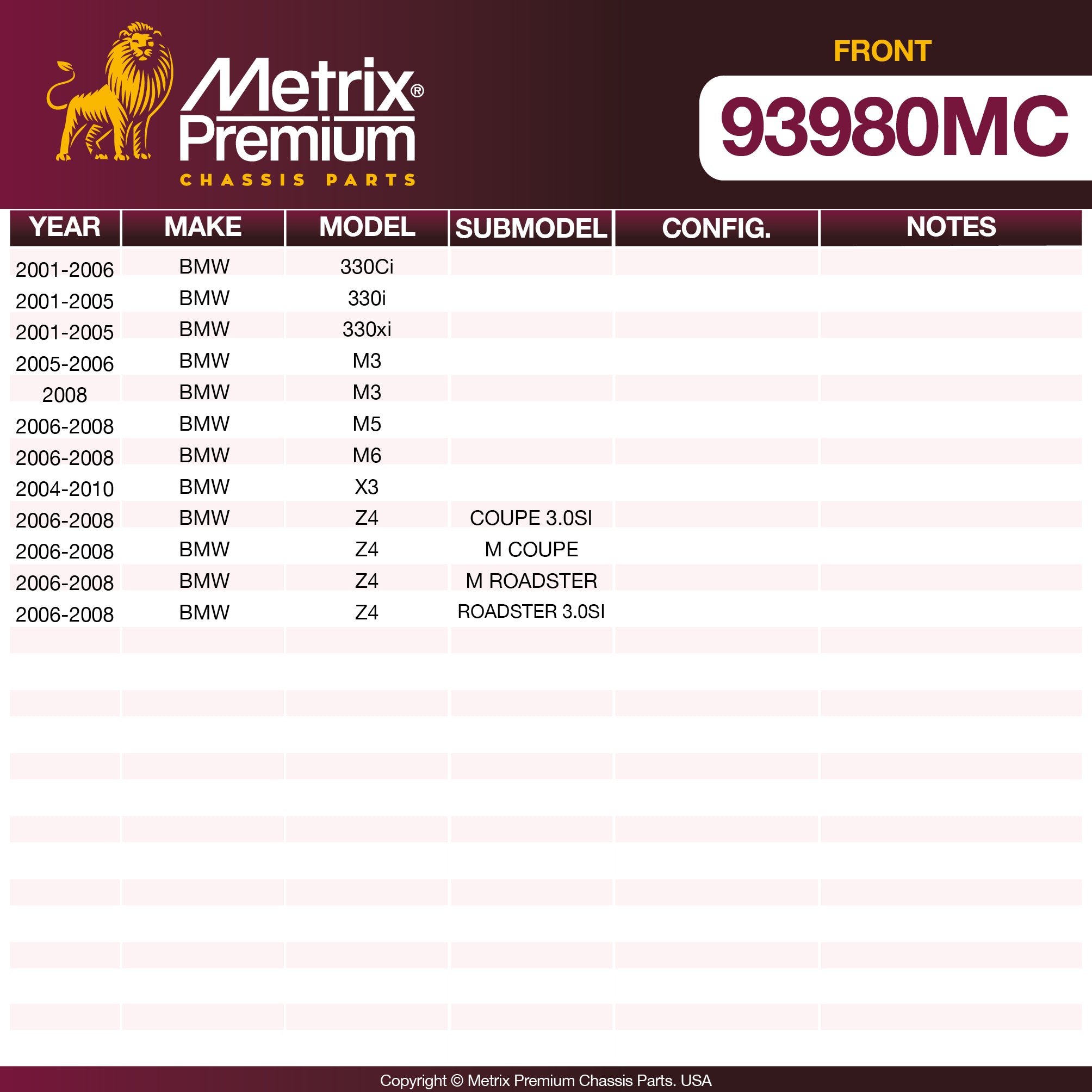 Metrix Premium Chassis Parts  suspension steering brake parts