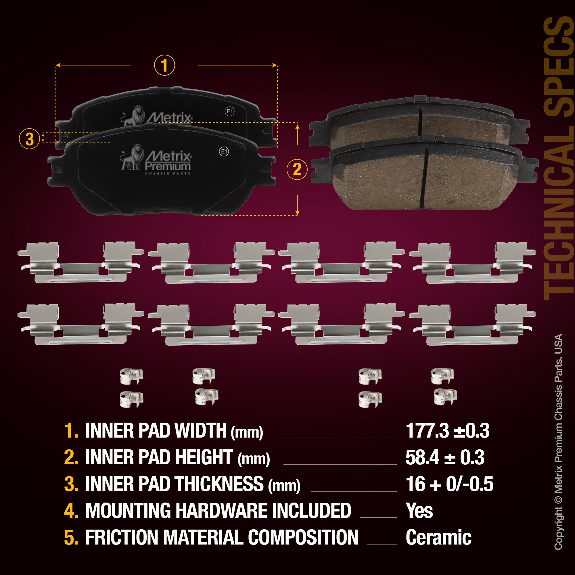 Metrix Premium Front Disc Brake Pad Set 93984MC aftermarket car parts
