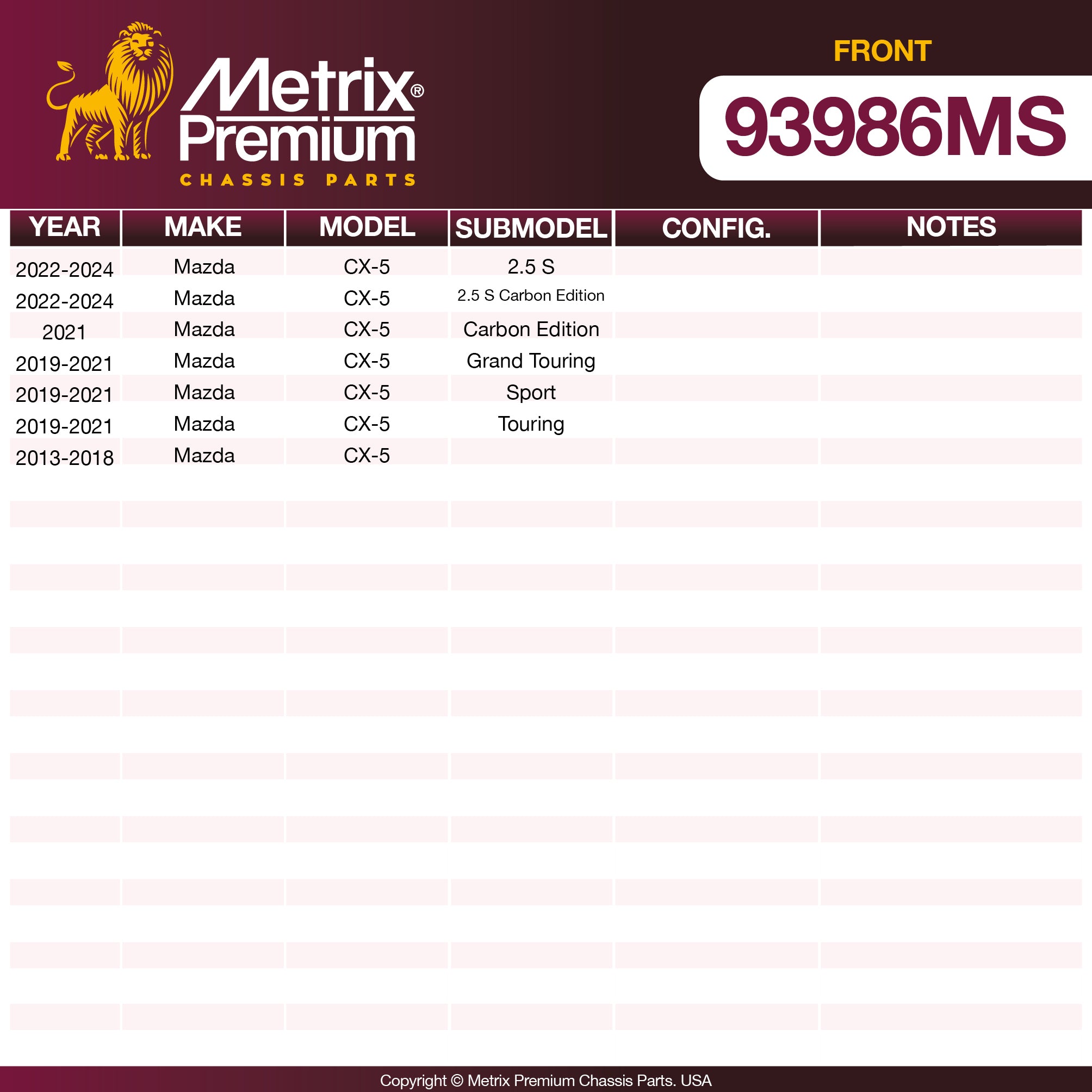 Metrix Premium Chassis Parts  suspension steering brake parts