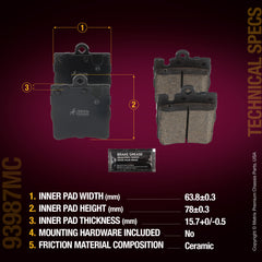 Metrix Premium Chassis Parts Rear Disc Brake Pad Set 93987MC aftermarket car parts