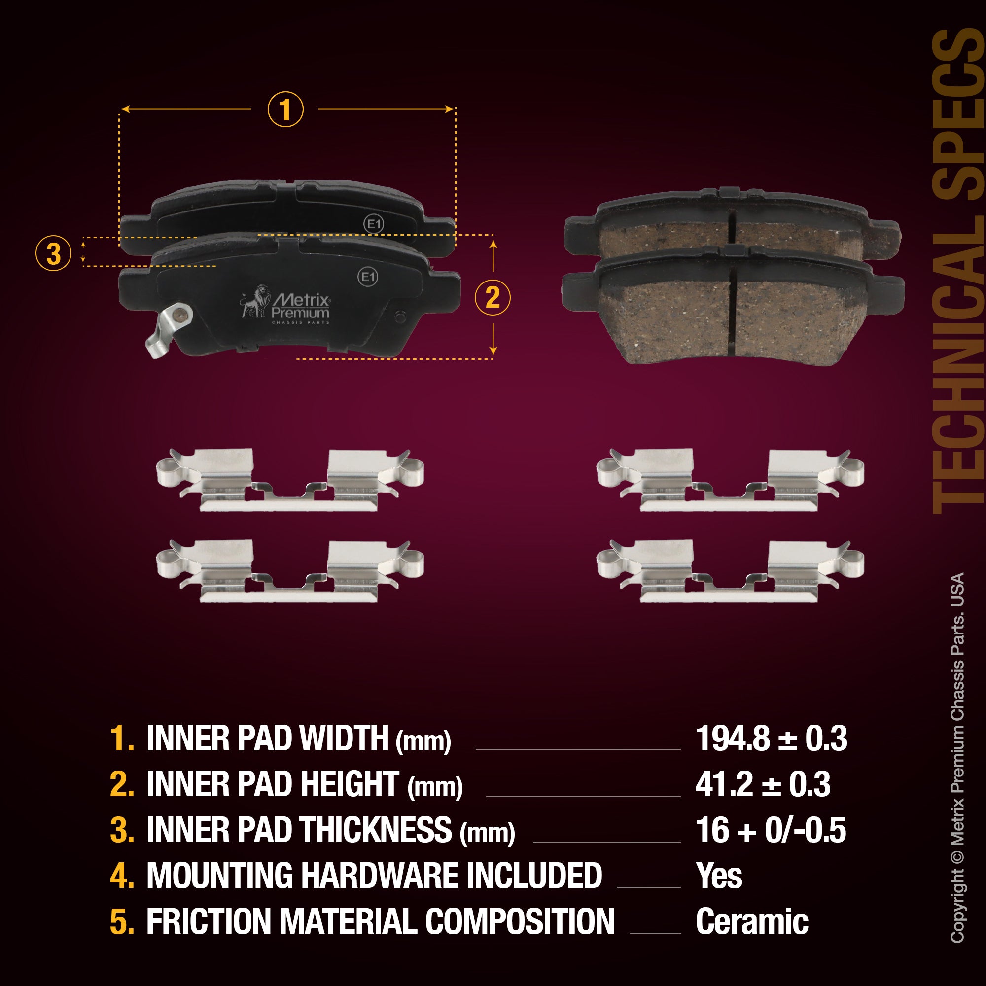 Metrix Premium Front & Rear Brake Pad Kit 95783MT suspension steering brake parts