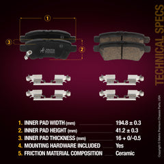 Metrix Premium Rear Disc Brake Pad Set 93993MC aftermarket car parts