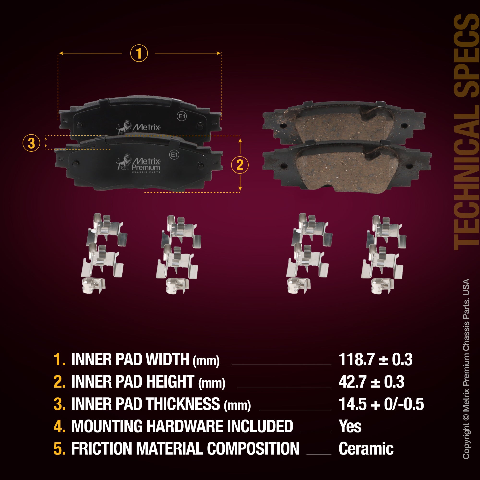 Metrix Premium Rear Disc Brake Pad Set 93994MC suspension steering brake parts
