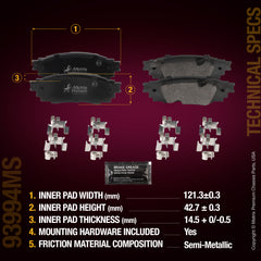 Metrix Premium Chassis Parts Rear Disc Brake Pad Set 93994MS aftermarket car parts