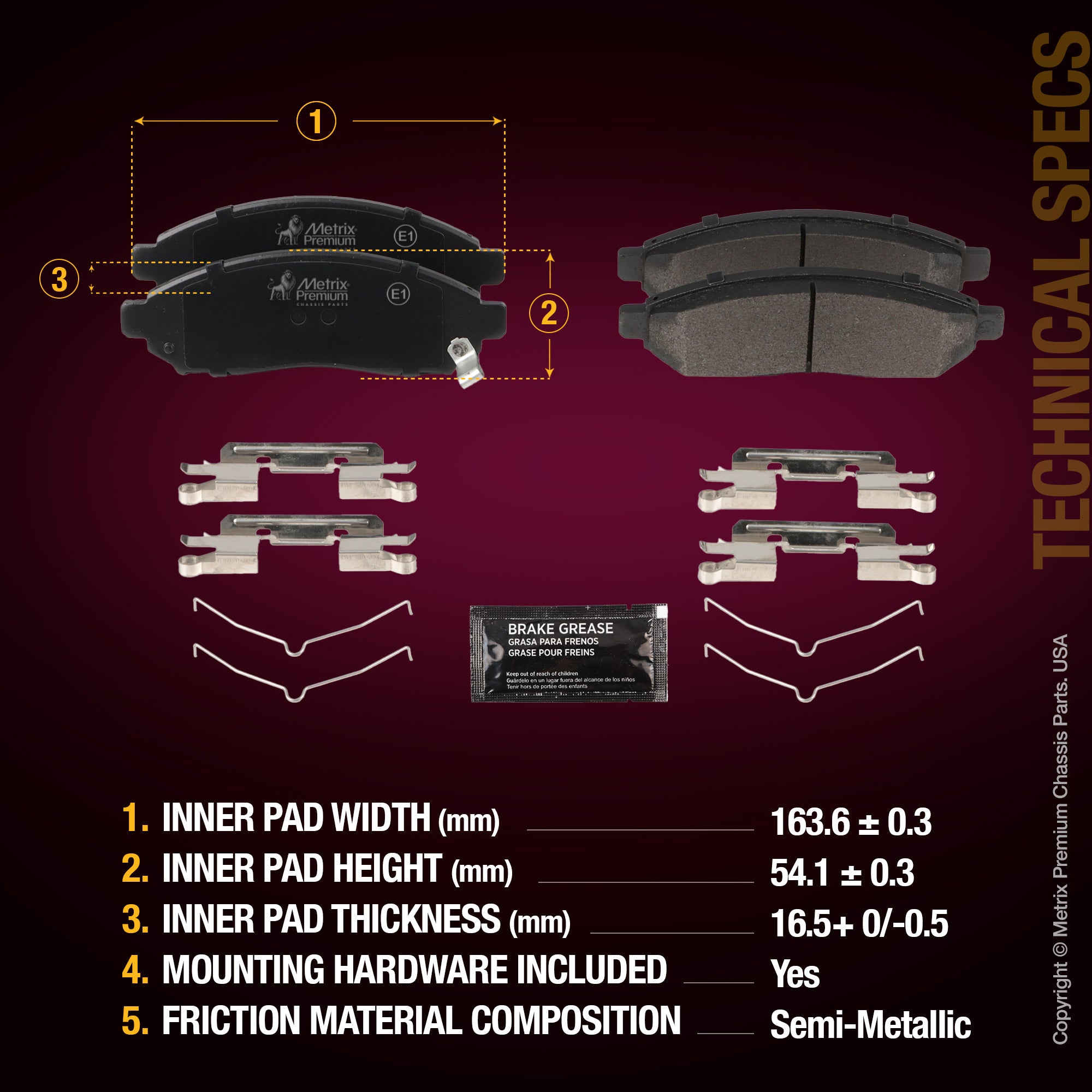 Metrix Premium Front Disc Brake Pad Set 94000MS aftermarket car parts