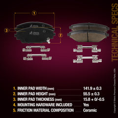 Metrix Premium Front Disc Brake Pad Set 94001MC aftermarket car parts