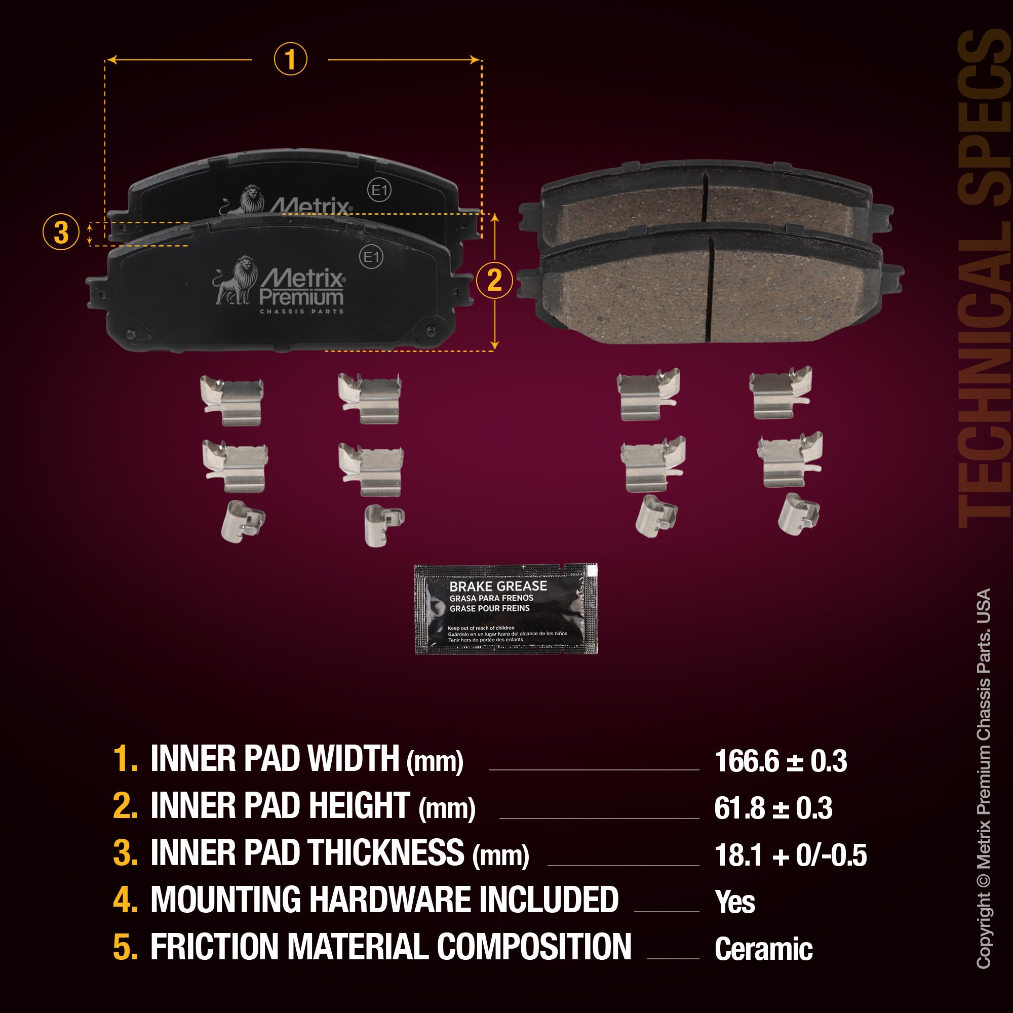 Metrix Premium Front Disc Brake Pad Set 94004MC aftermarket car parts