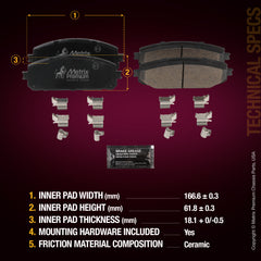Metrix Premium Front Disc Brake Pad Set 94004MC aftermarket car parts