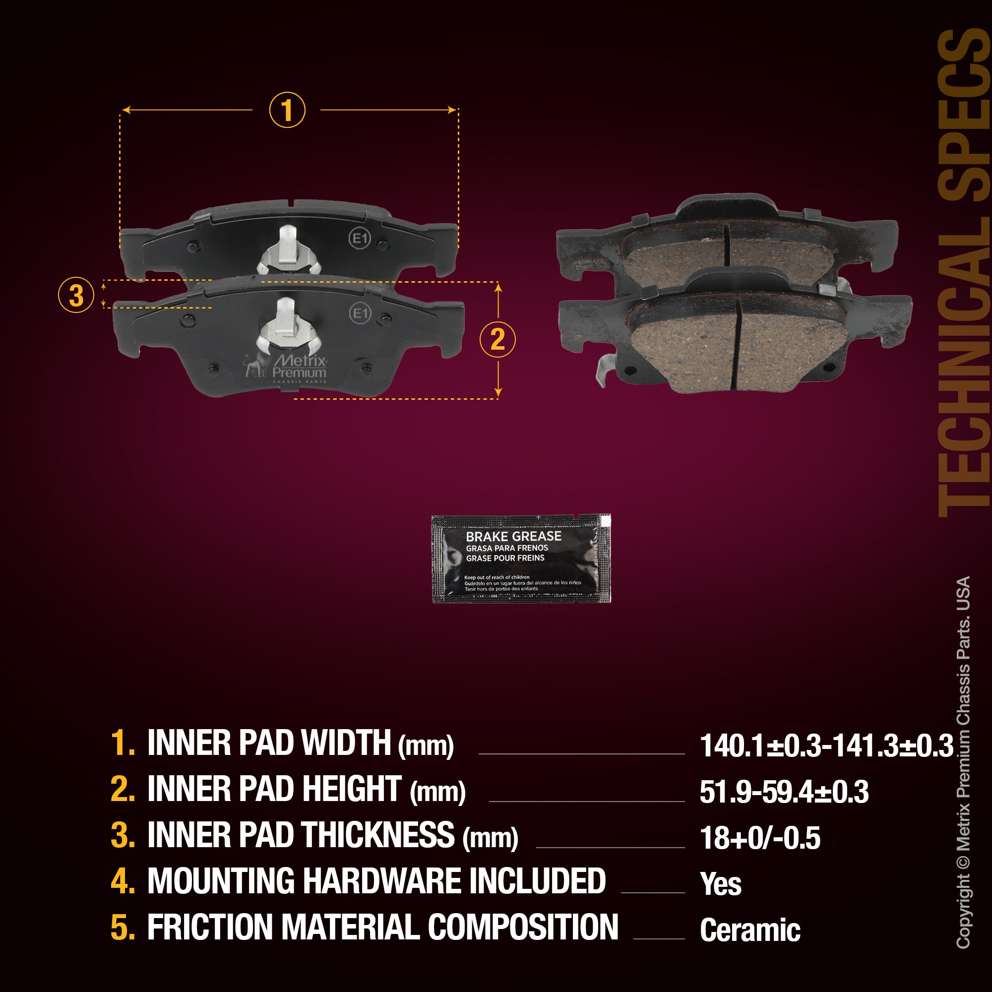 Metrix Premium Rear Disc Brake Pad Set 94007MC aftermarket car parts