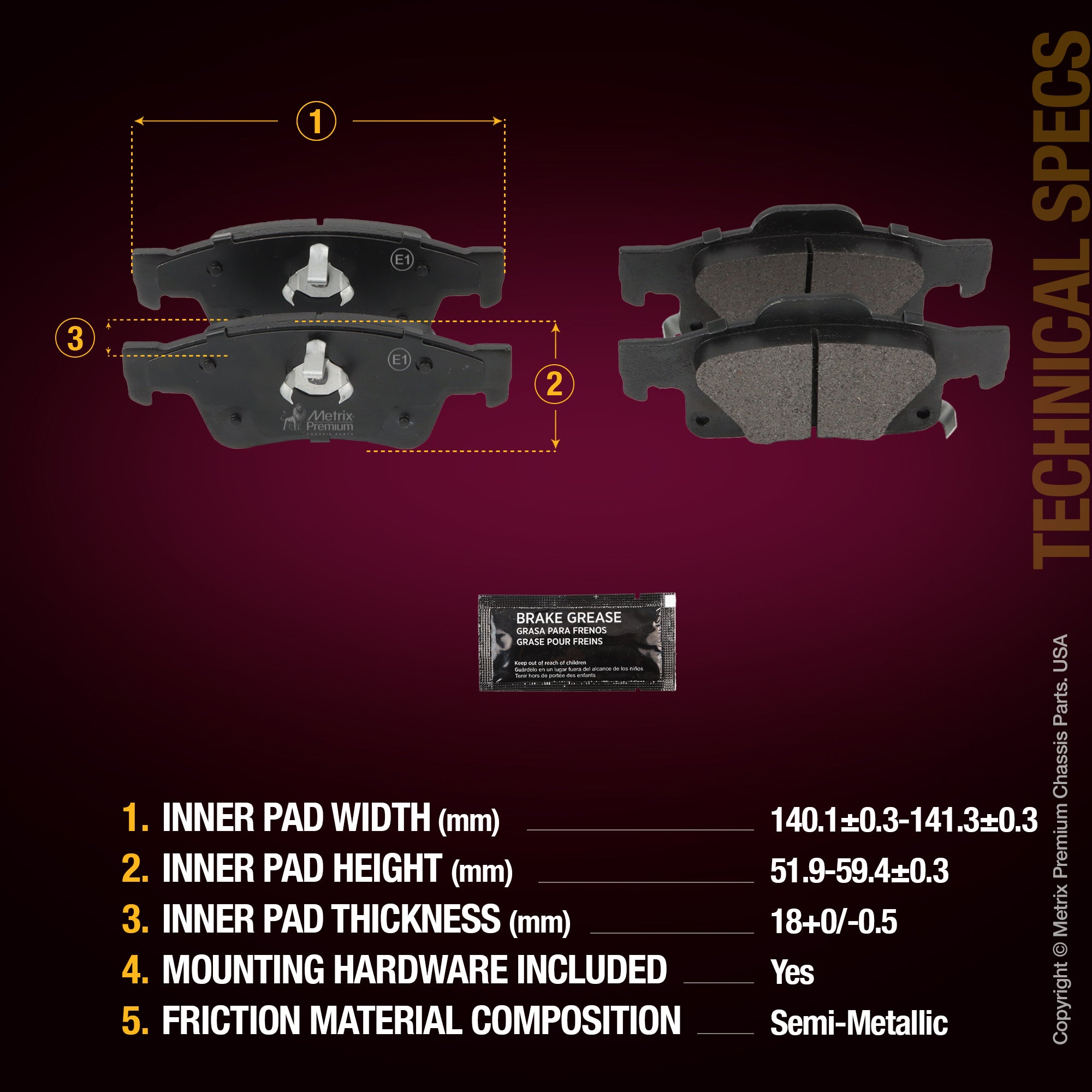 Metrix Premium Rear Disc Brake Pad Set 94007MS aftermarket car parts
