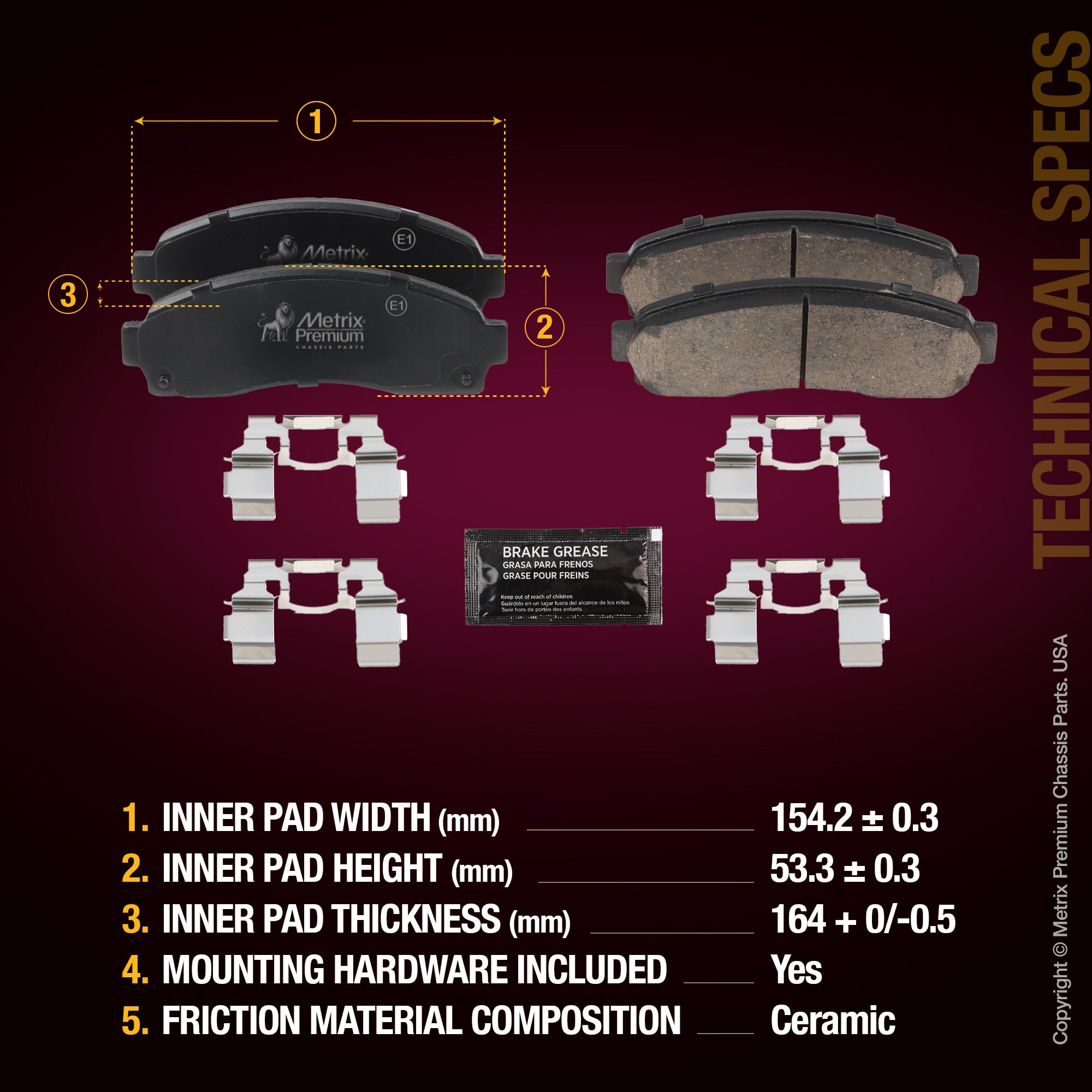 Metrix Premium Front Disc Brake Pad Set 94010MC aftermarket car parts