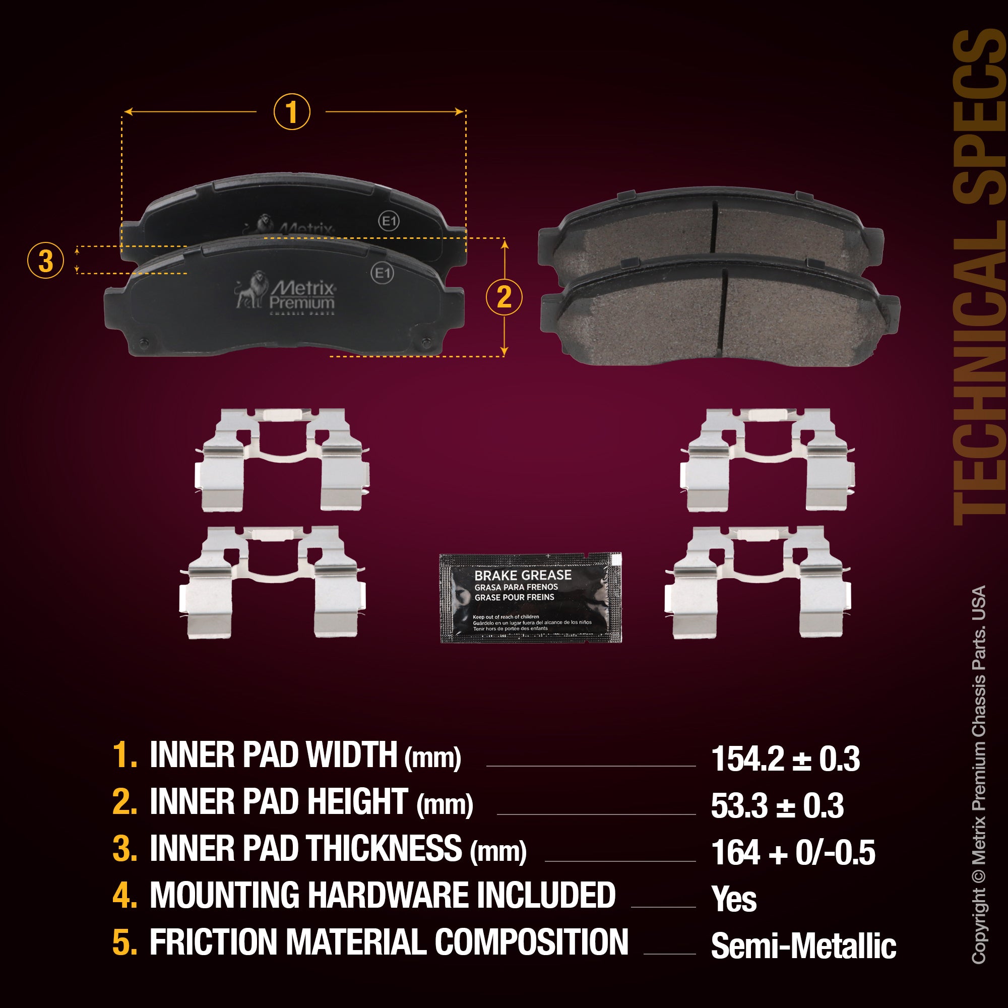 Metrix Premium Front Disc Brake Pad Set 94010MS aftermarket car parts