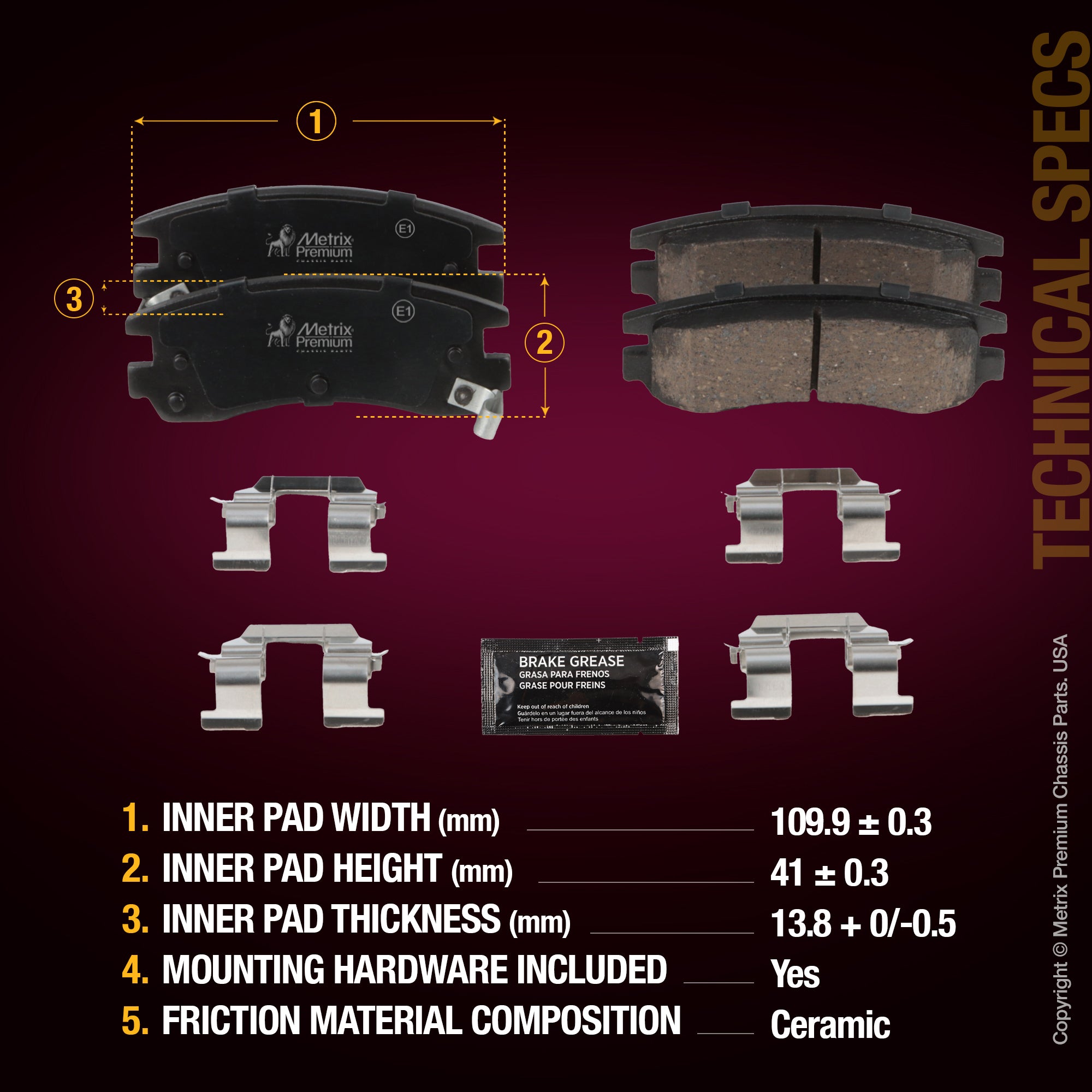 Metrix Premium Rear Disc Brake Pad Set 94012MC aftermarket car parts