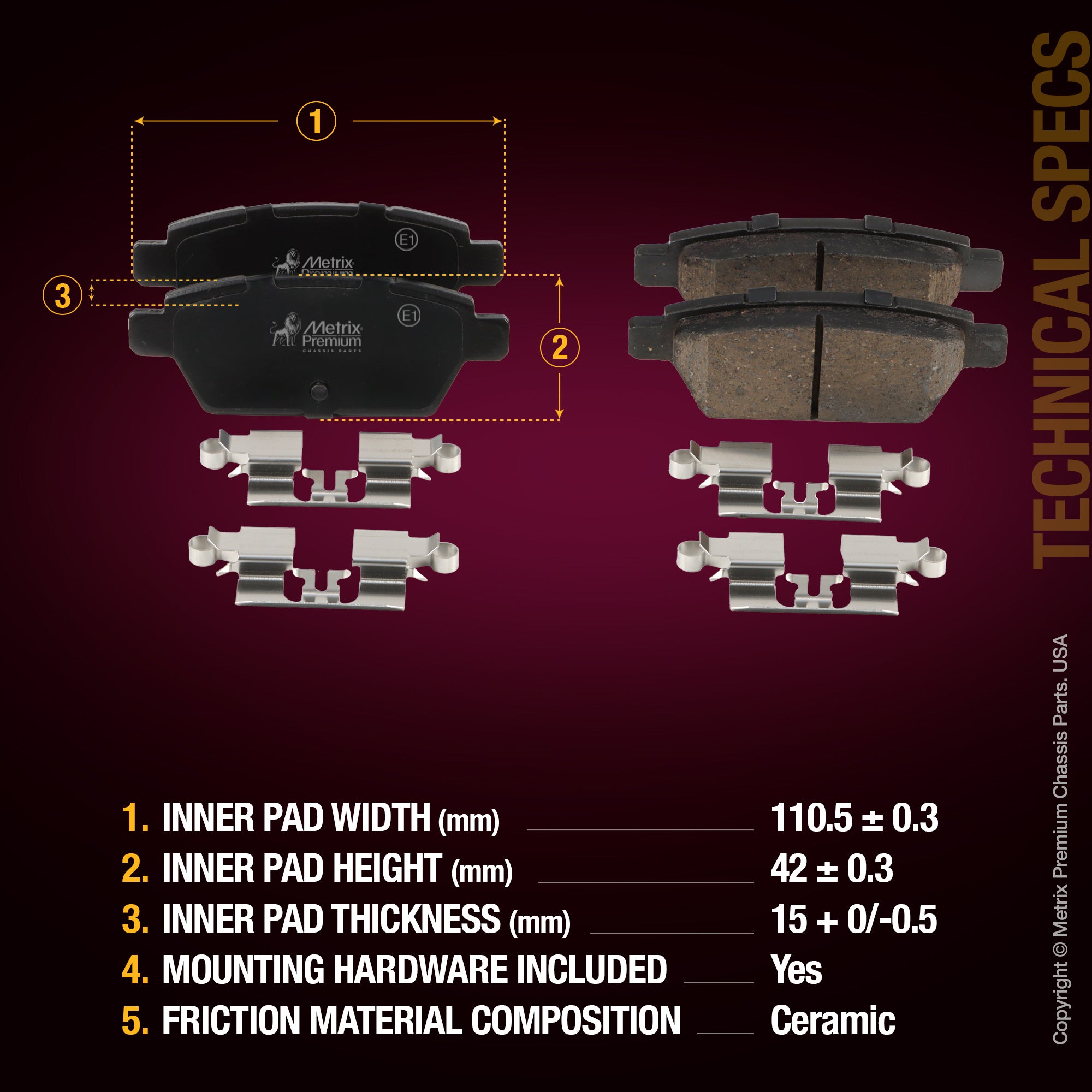 Metrix Premium Rear Disc Brake Pad Set 94013MC aftermarket car parts