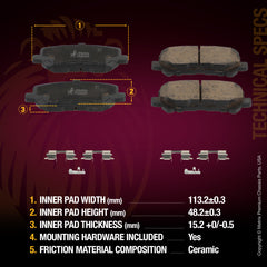 Metrix Premium Rear Ceramic Disc Brake Pad Set 94014MC OEM fit spare parts