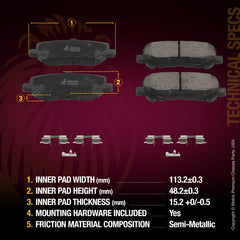 Metrix Premium Rear Semi-Metallic Disc Brake Pad Set 94014MS OEM fit spare parts