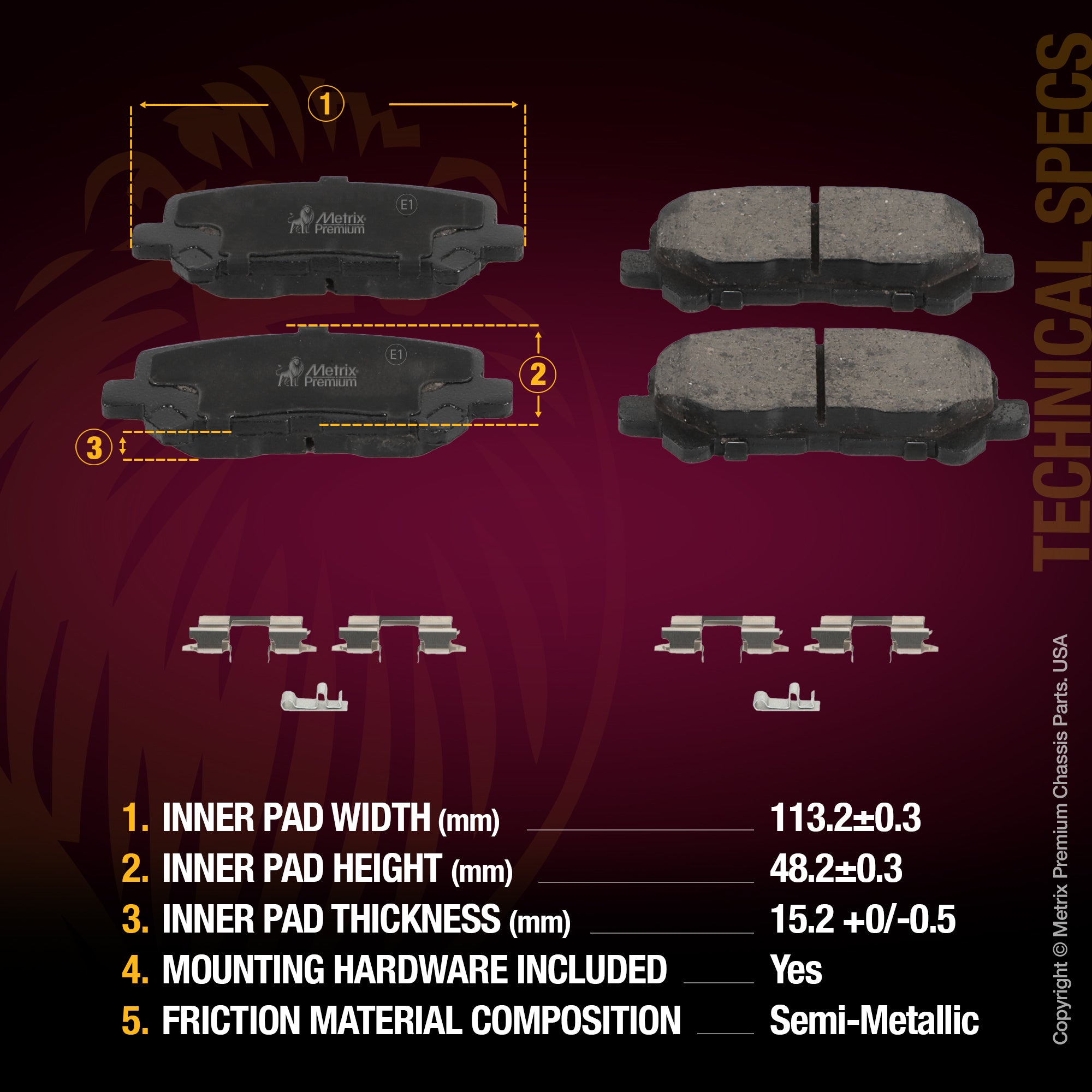 Metrix Premium 6 PC Front & Rear Brake Rotor & Semi-Metallic Disc Brake Pad Kit 95963MT Fitment