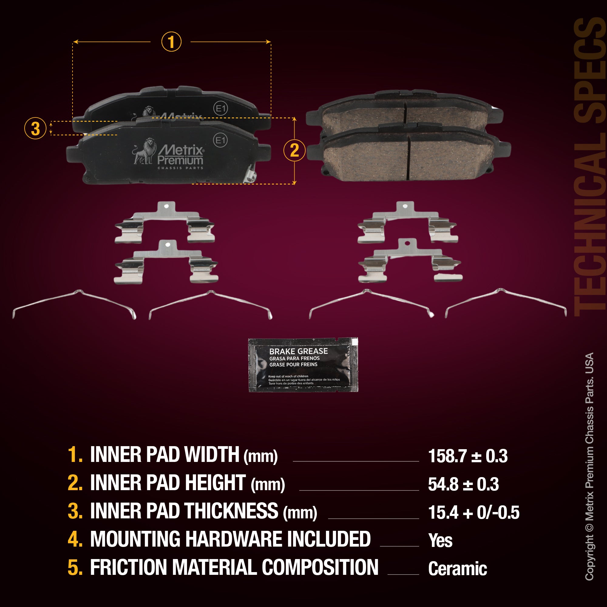 Metrix Premium Front Disc Brake Pad Set 94015MC aftermarket car parts