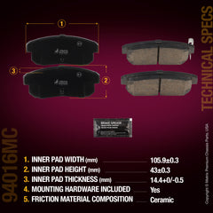 Metrix Premium Chassis Parts Rear Disc Brake Pad Set 94016MC aftermarket car parts