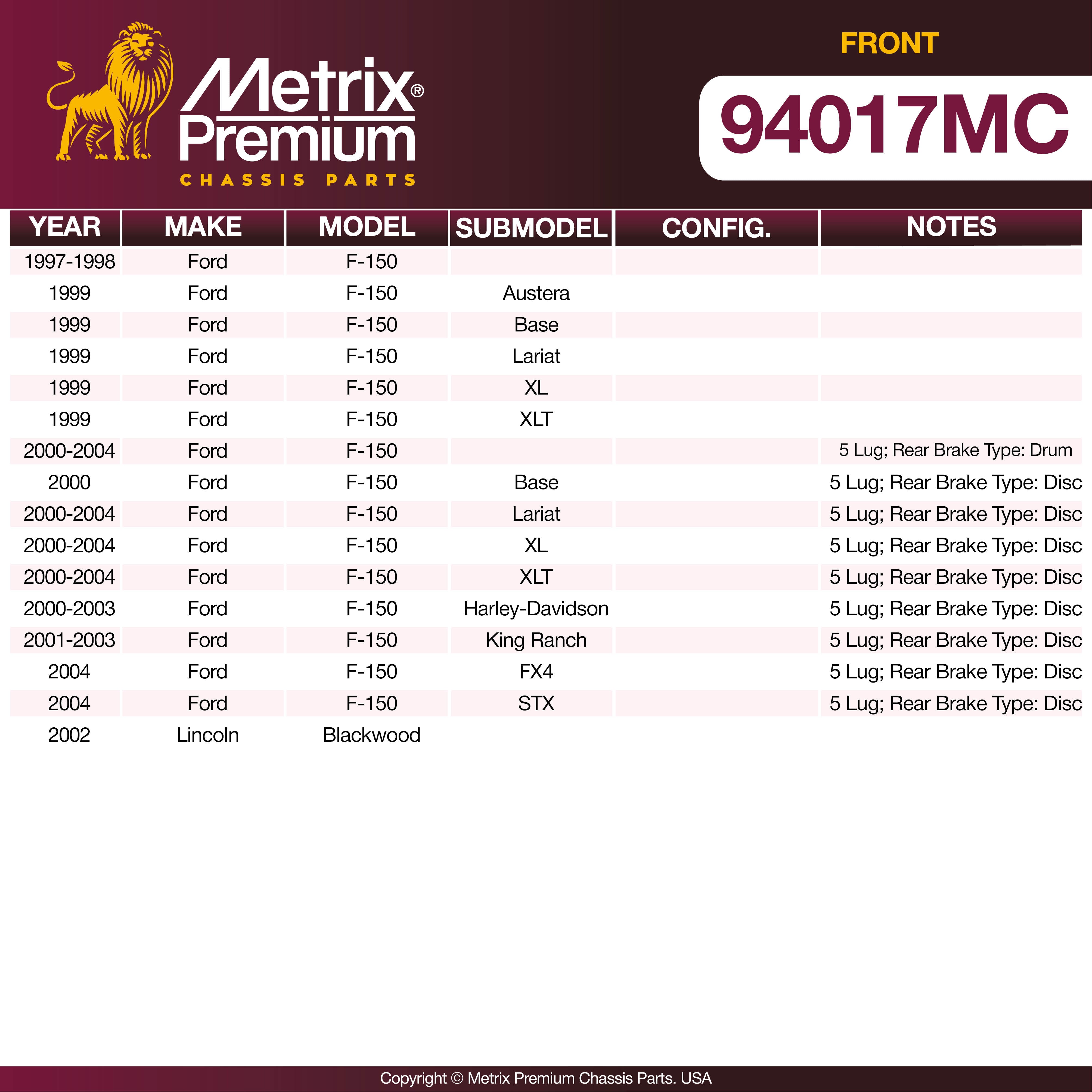 Metrix Premium Front Disc Brake Pad Set 94017MC OEM fit spare parts