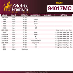 Metrix Premium Front Disc Brake Pad Set 94017MC OEM fit spare parts
