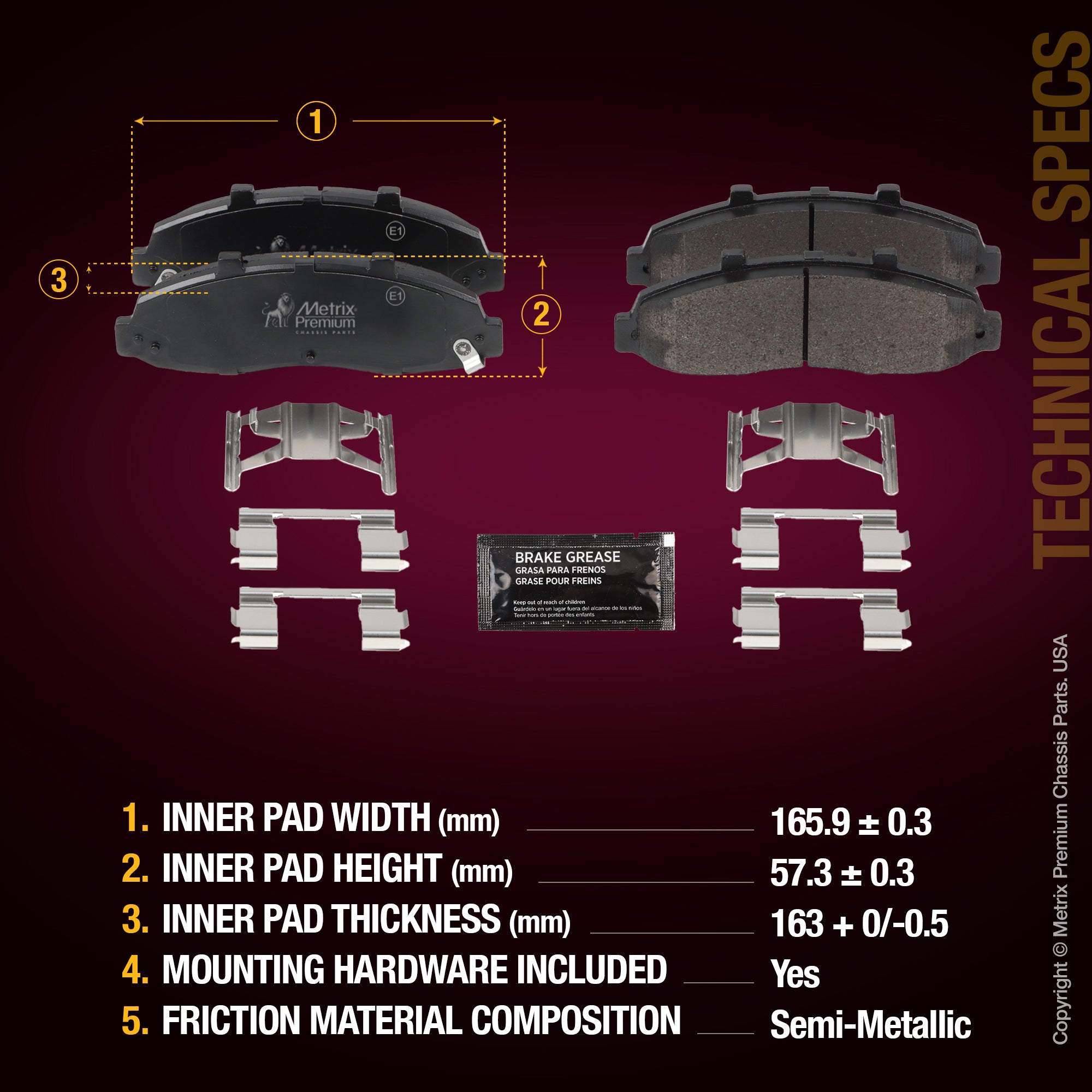 Metrix Premium Front Disc Brake Pad Set 94017MS aftermarket car parts