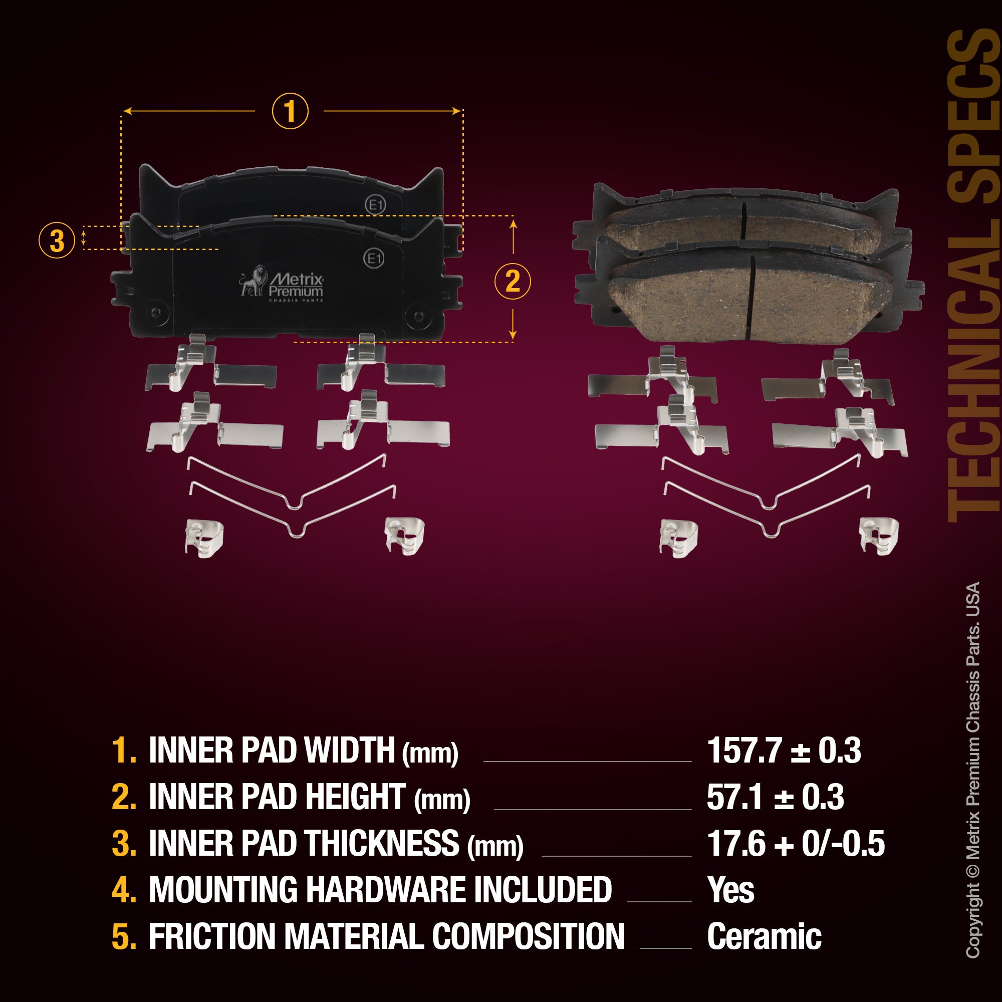 Metrix Premium Front Disc Brake Pad Set 94025MC aftermarket car parts
