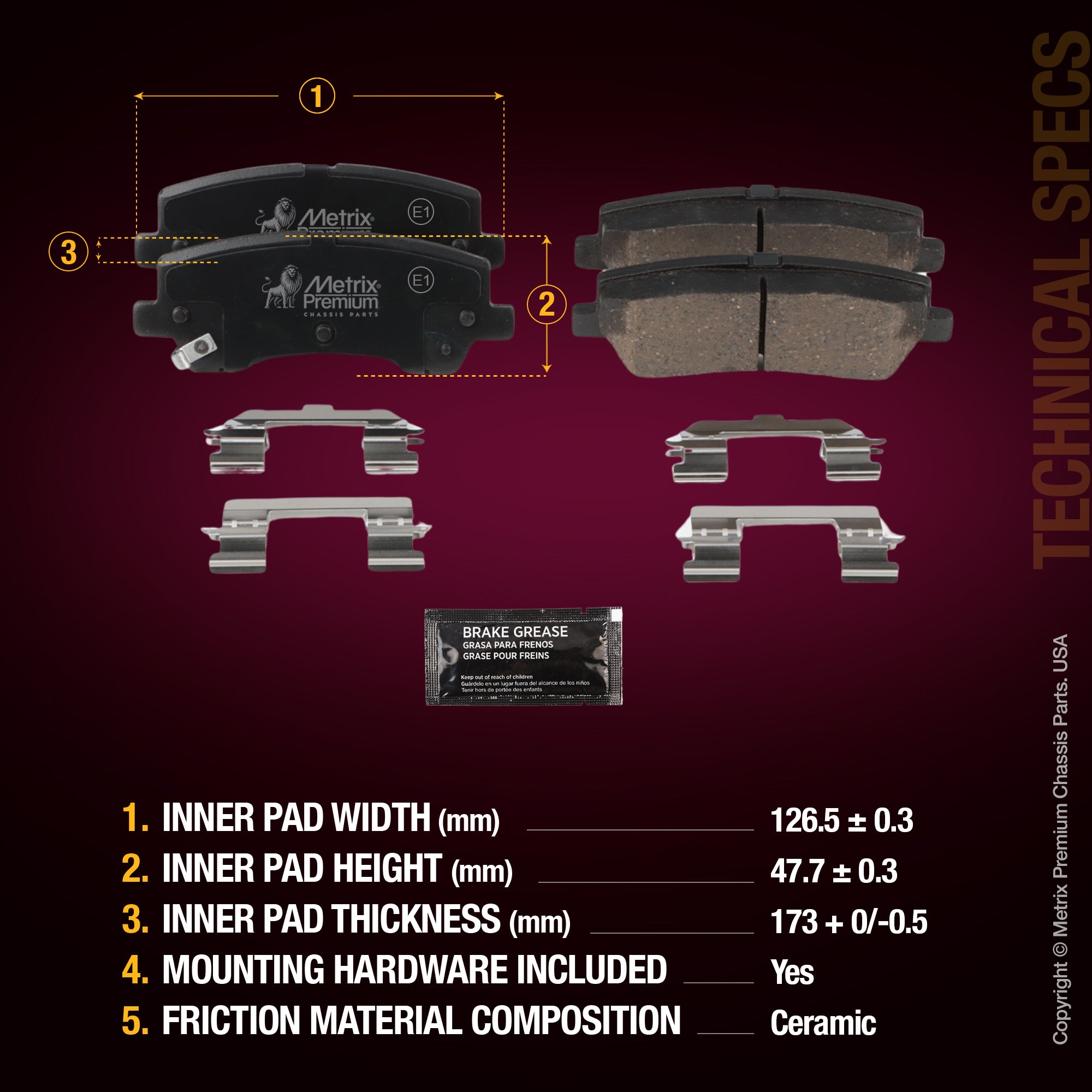 Metrix Premium Rear Disc Brake Pad Set 94026MC aftermarket car parts