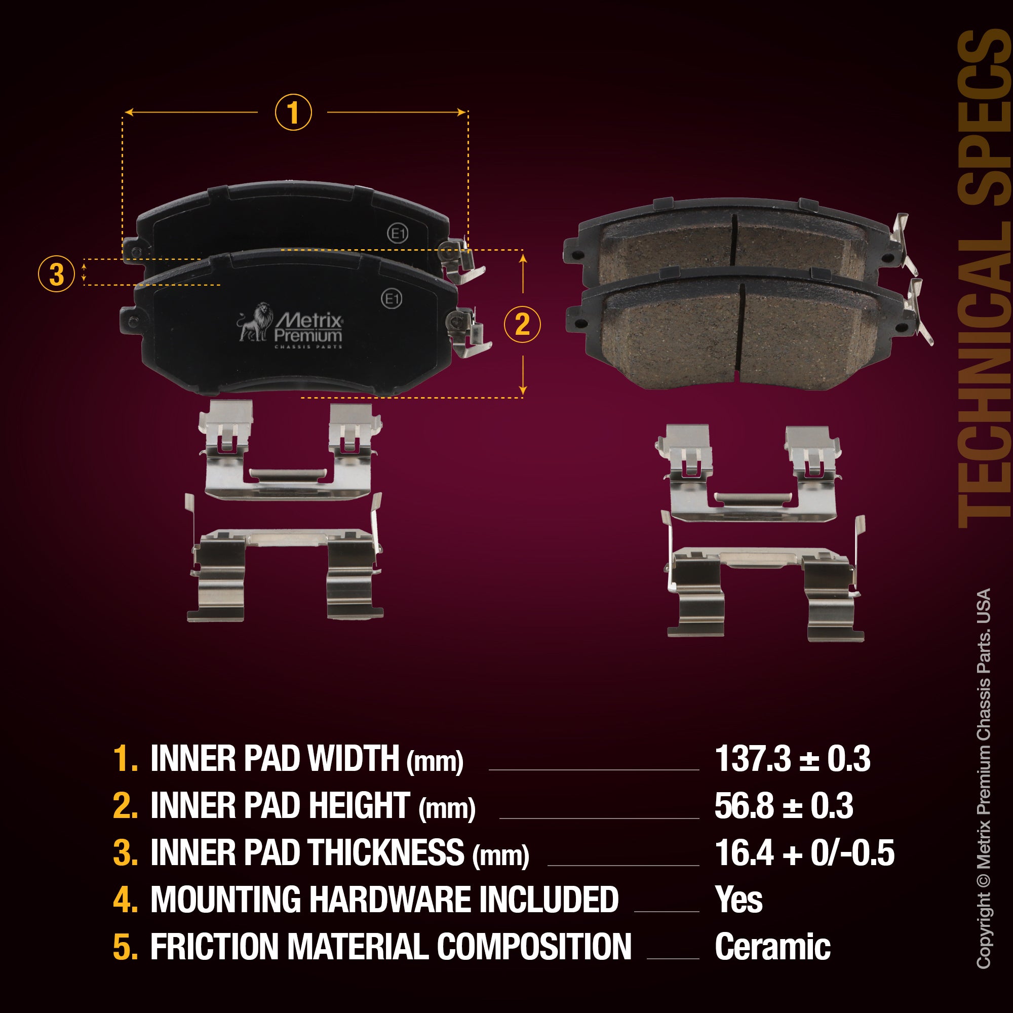 Metrix Premium Front & Rear Brake Pad Kit 95780MT aftermarket car parts