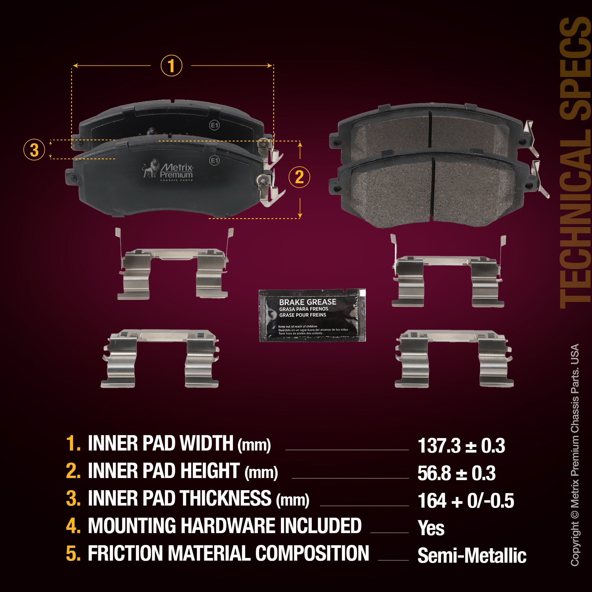 Metrix Premium Front Disc Brake Pad Set 94029MS suspension steering brake parts