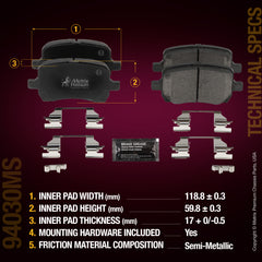 Metrix Premium Chassis Parts Front Disc Brake Pad Set 94030MS aftermarket car parts