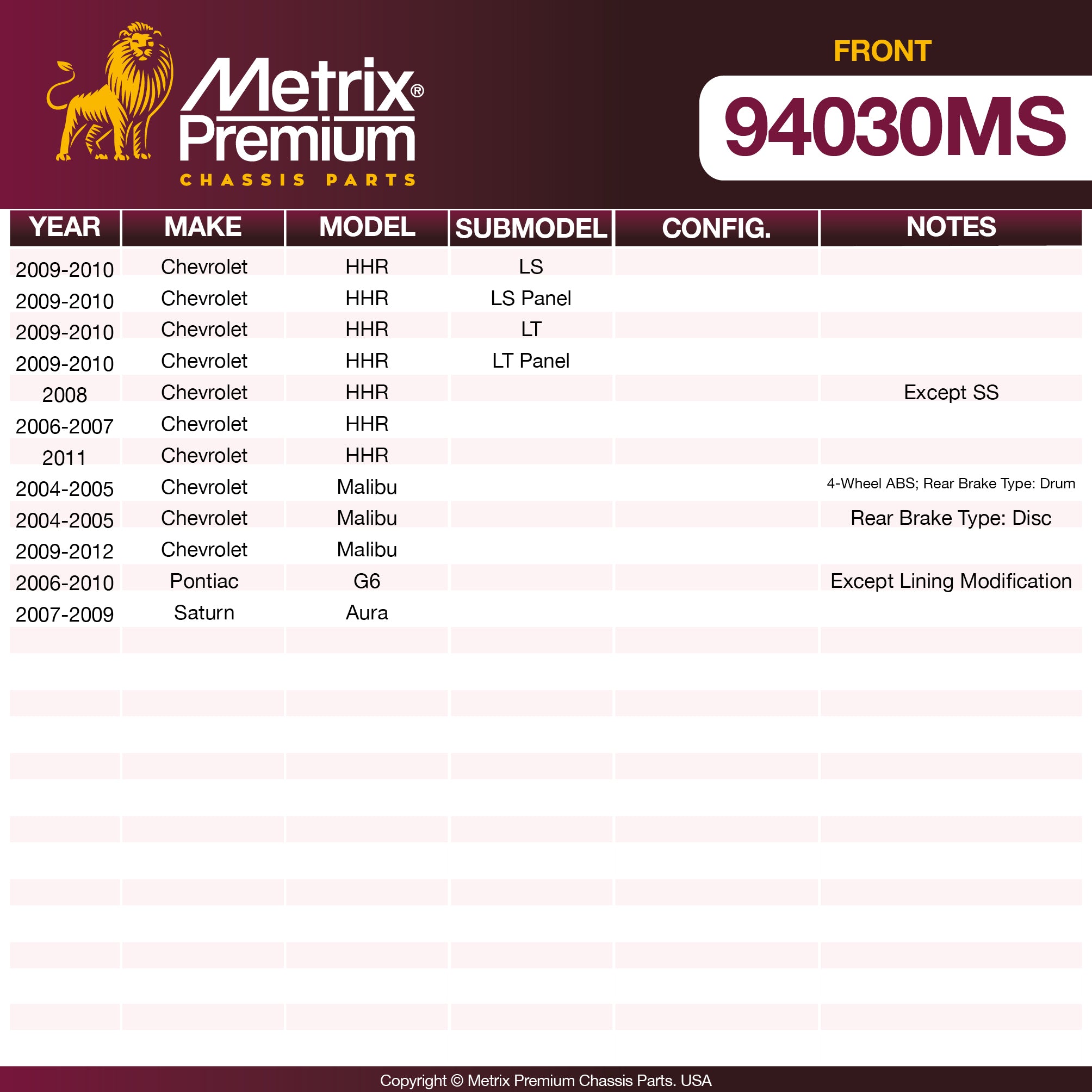 Metrix Premium Chassis Parts  suspension steering brake parts