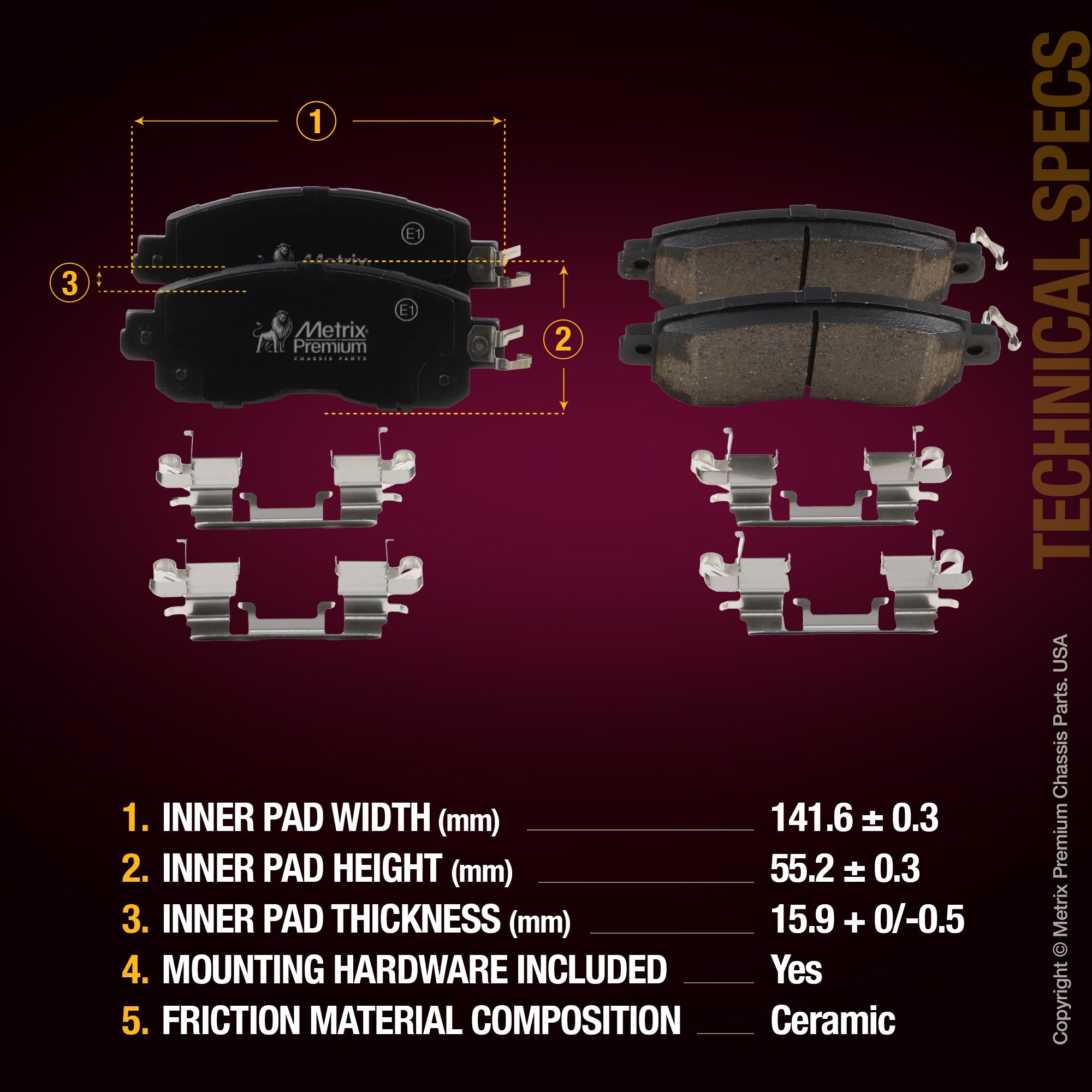 Metrix Premium Front Disc Brake Pad Set 94032MC aftermarket car parts