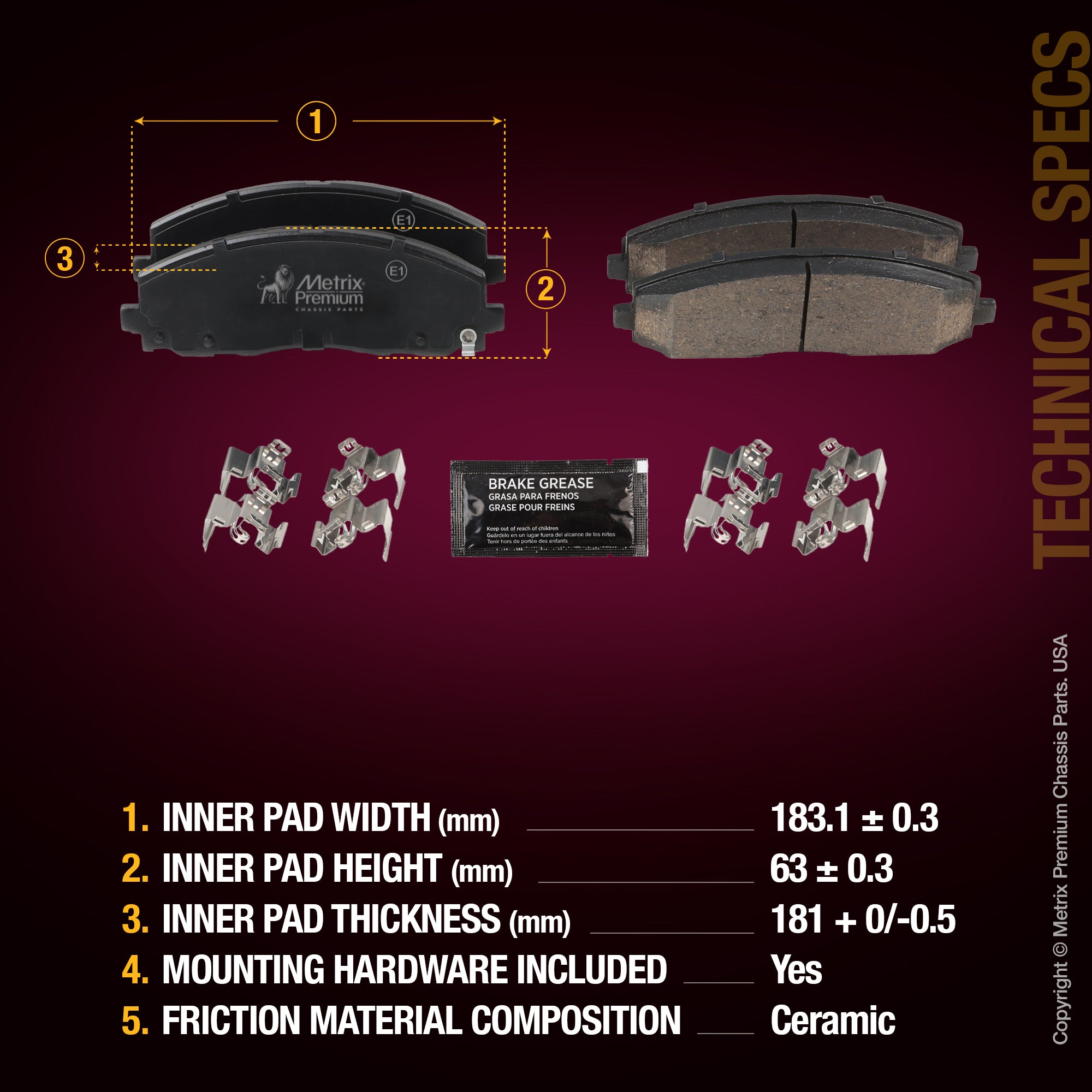 Metrix Premium Front Disc Brake Pad Set 94037MC aftermarket car parts