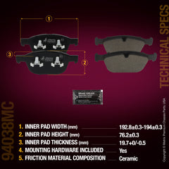 Metrix Premium Chassis Parts Front Disc Brake Pad Set 94038MC aftermarket car parts