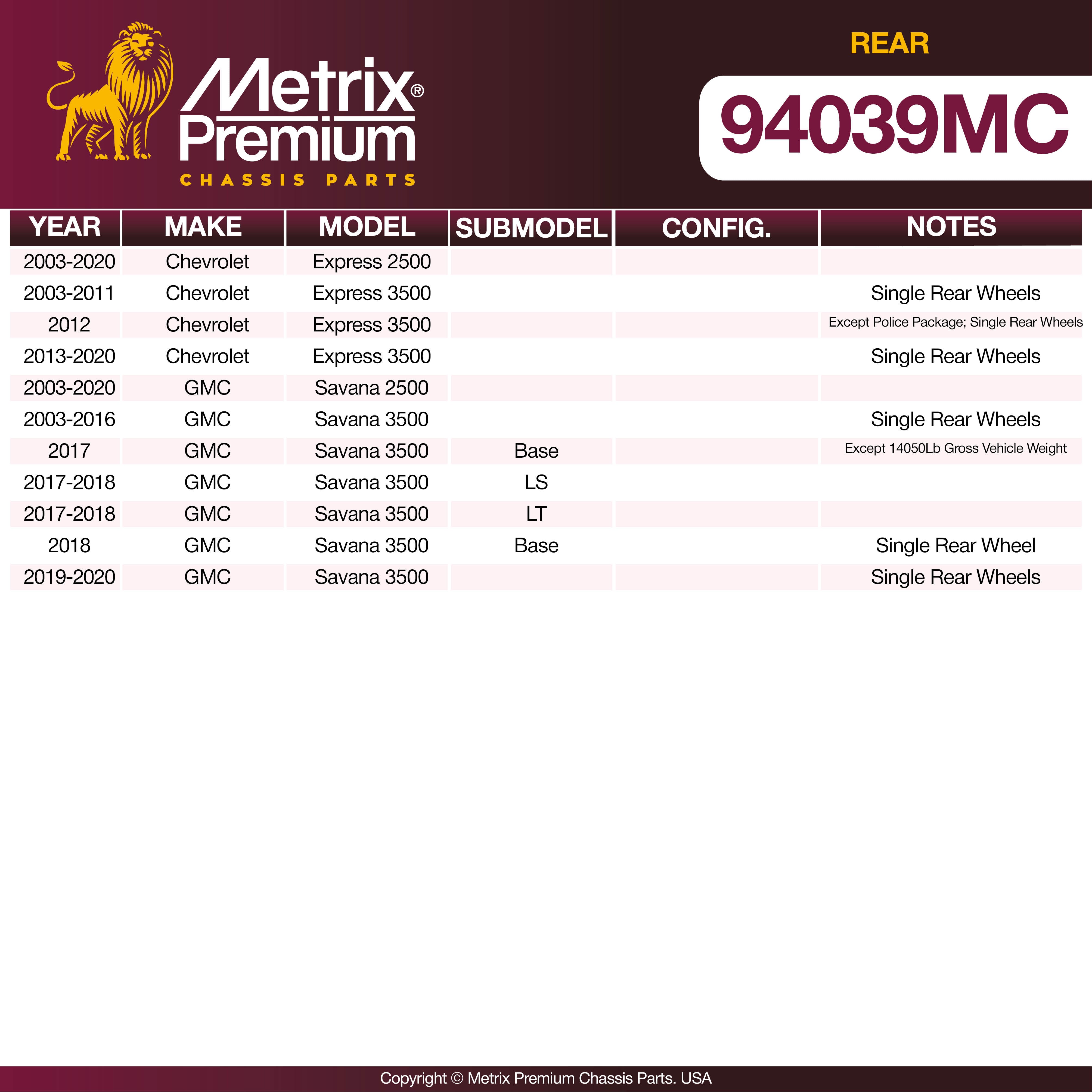 Metrix Premium Rear Disc Brake Pad Set 94039MC OEM fit spare parts