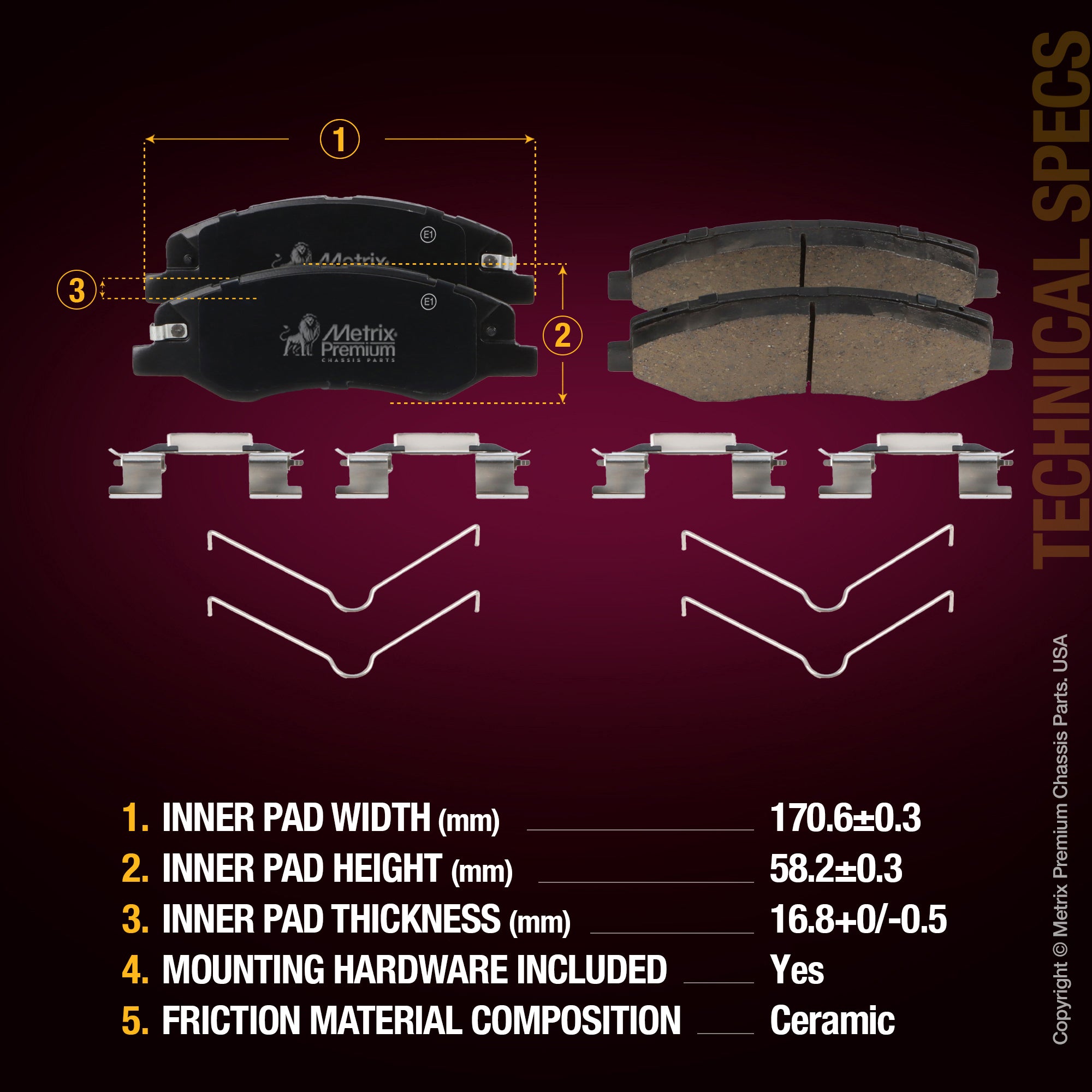 Metrix Premium Front Disc Brake Pad Set 94040MC aftermarket car parts