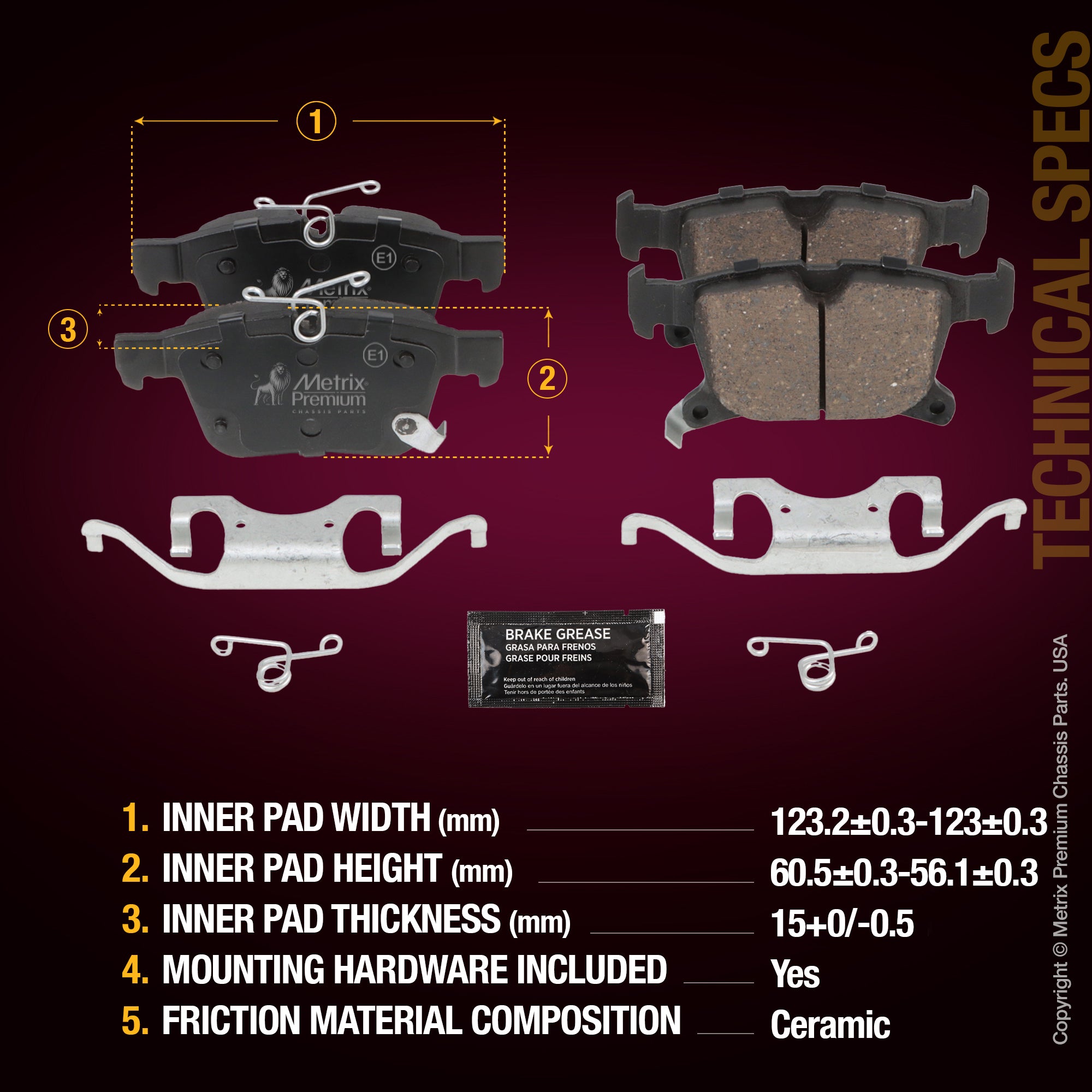 Metrix Premium Rear Disc Brake Pad Set 94042MC aftermarket car parts