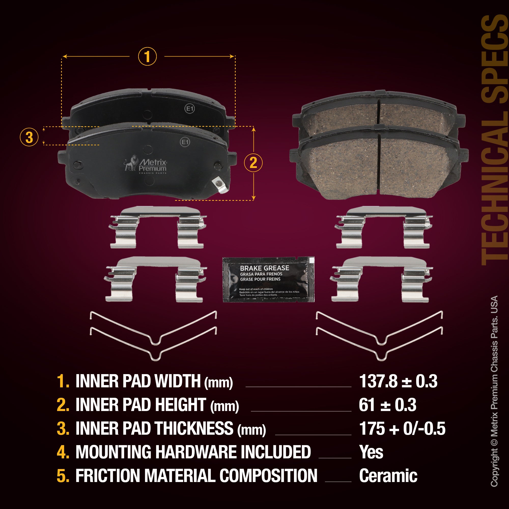 Metrix Premium Front Disc Brake Pad Set 94047MC aftermarket car parts