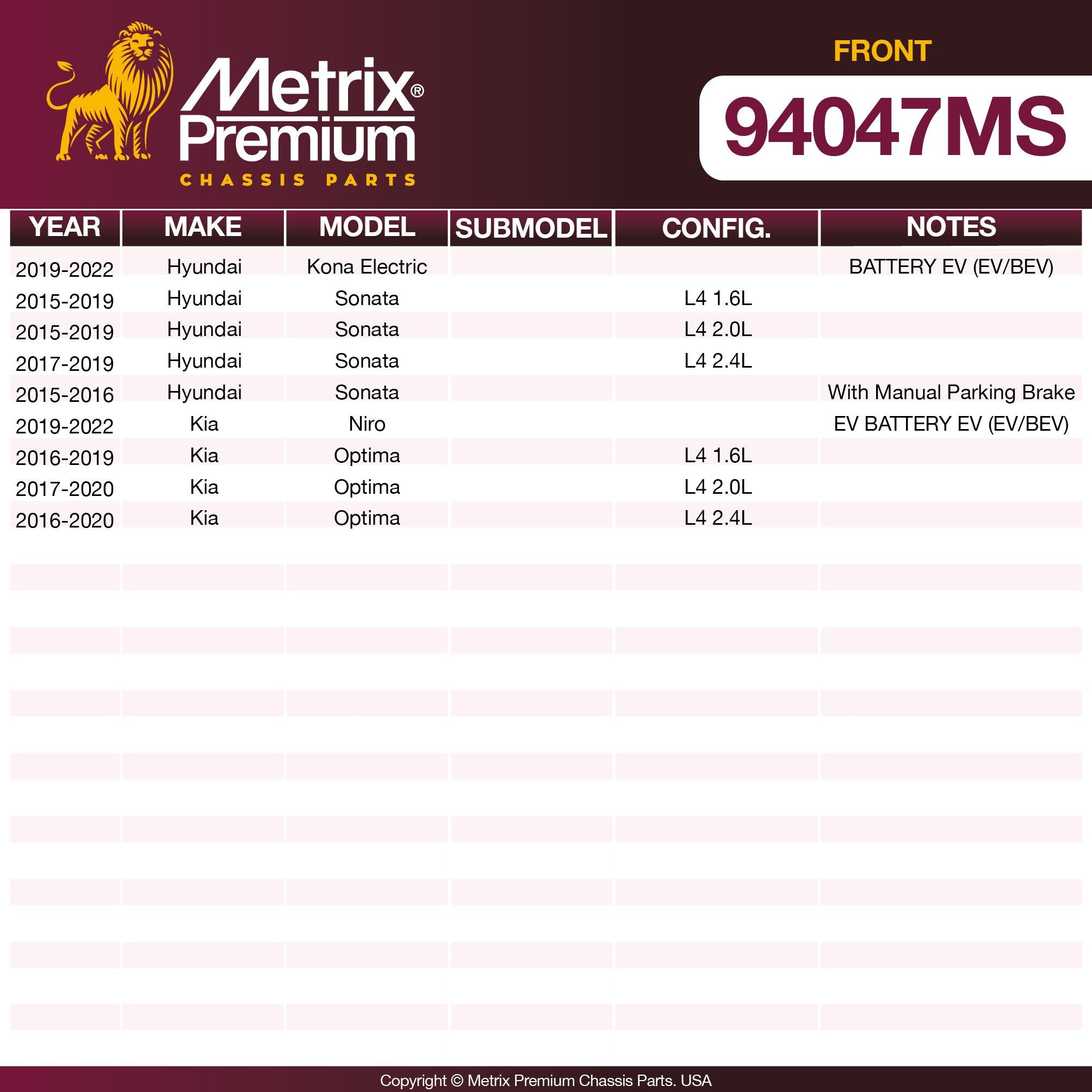 Metrix Premium Chassis Parts  suspension steering brake parts