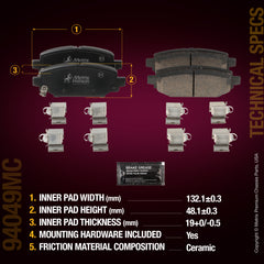 Metrix Premium Rear Disc Brake Pad Set 94049MC aftermarket car parts
