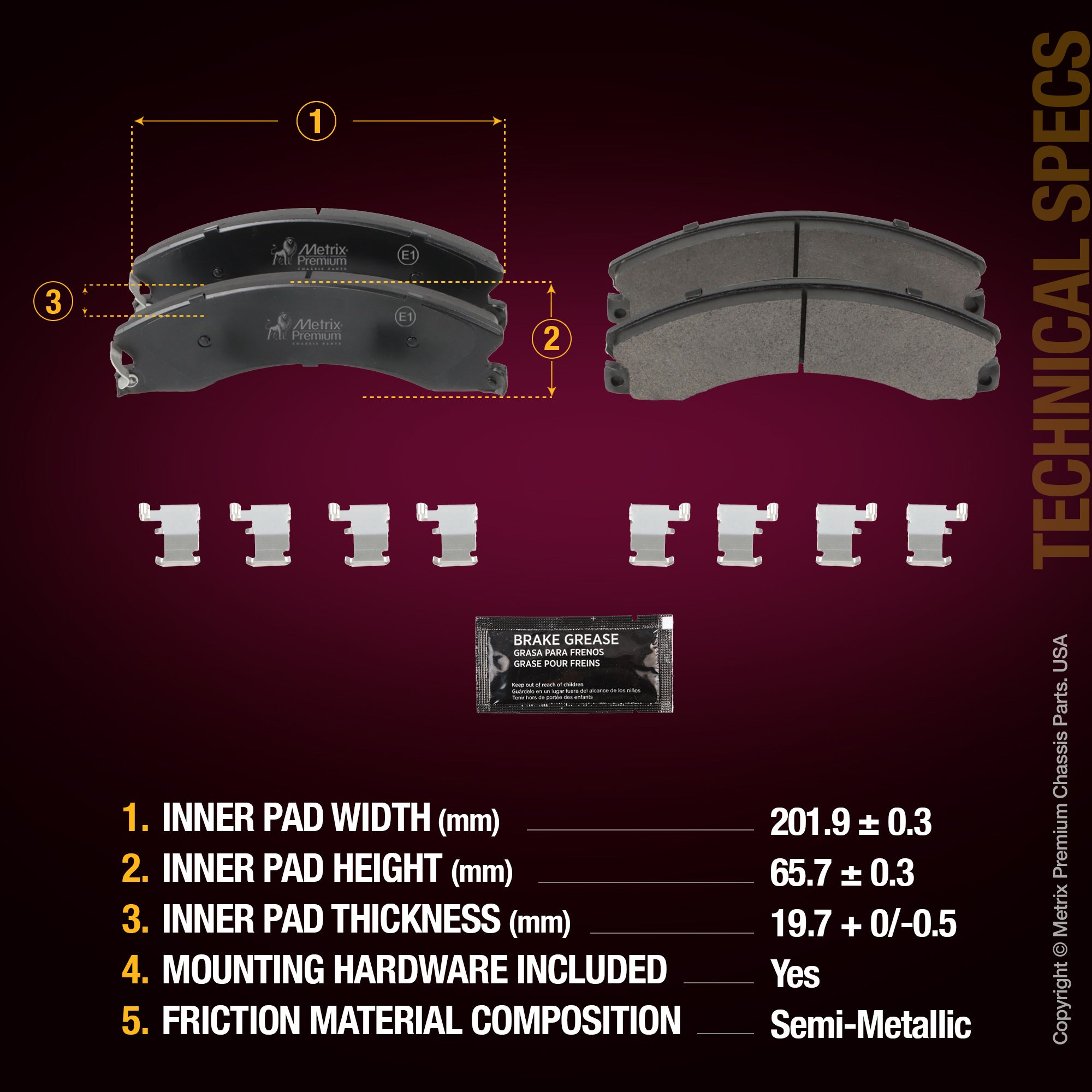 Metrix Premium Front&Rear Disc Brake Pad Set 94053MS aftermarket car parts