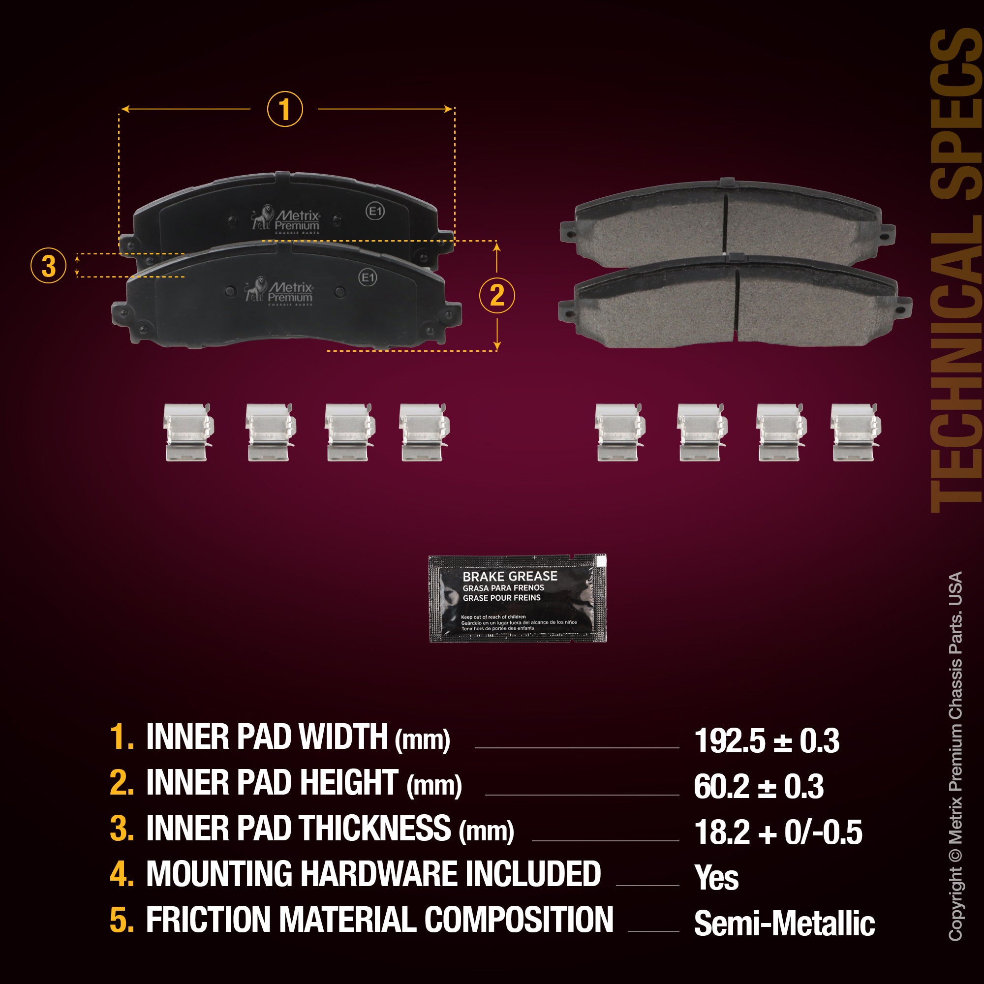 Metrix Premium Rear Disc Brake Pad Set 94056MS aftermarket car parts